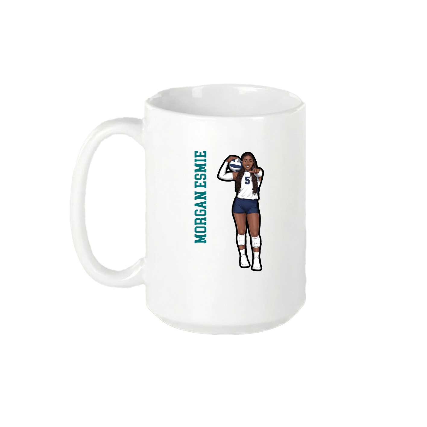 15oz Coffee Mug — Name Vertical in White