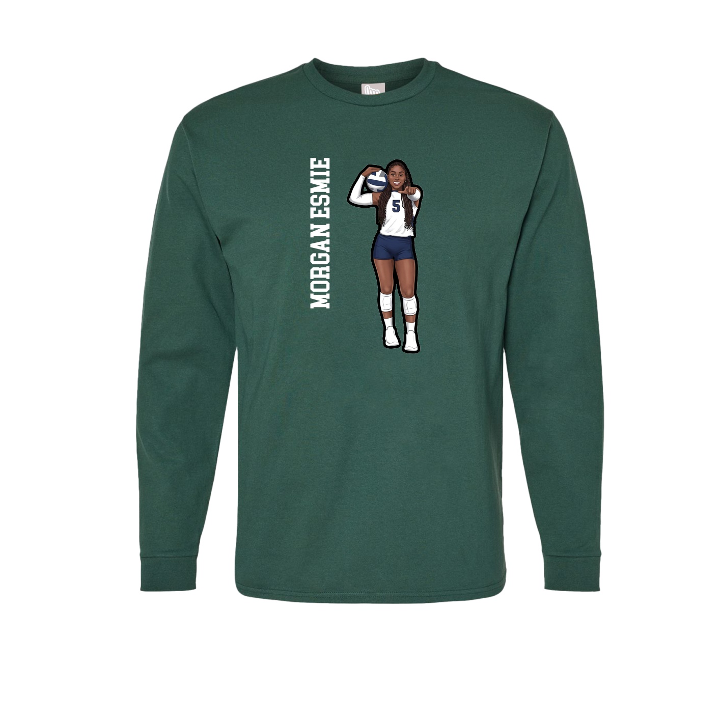 Long Sleeve Tee — Name Vertical in Green