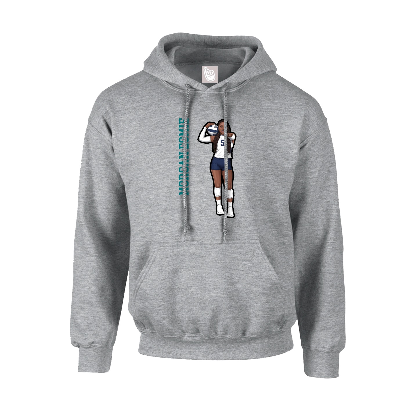 Hoodie — Name Vertical in Grey