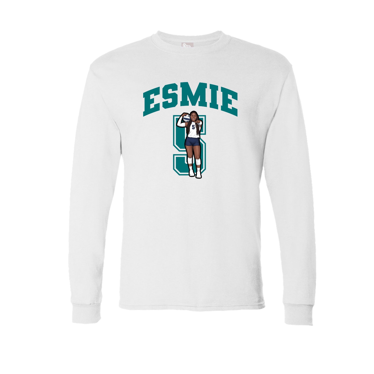 Long Sleeve Tee — Number in White