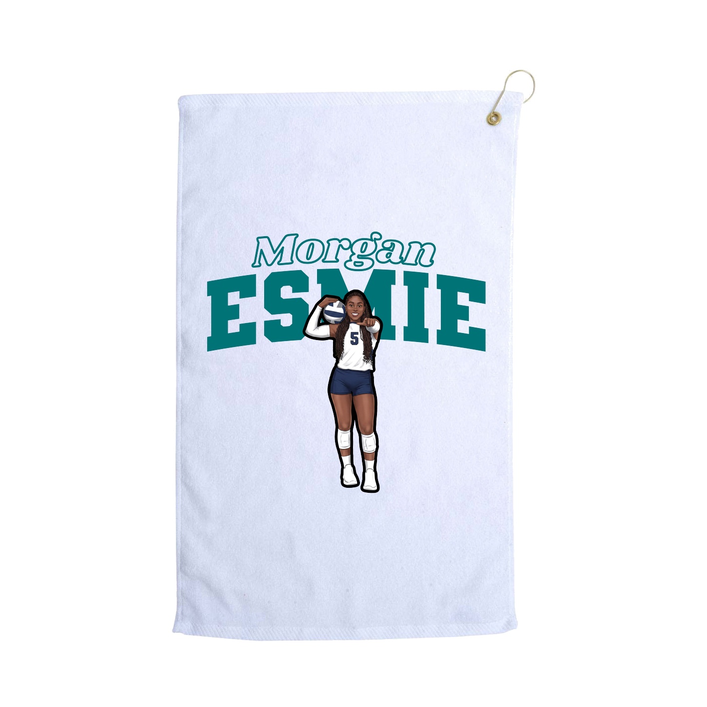 Golf Towel — Name Arch in White