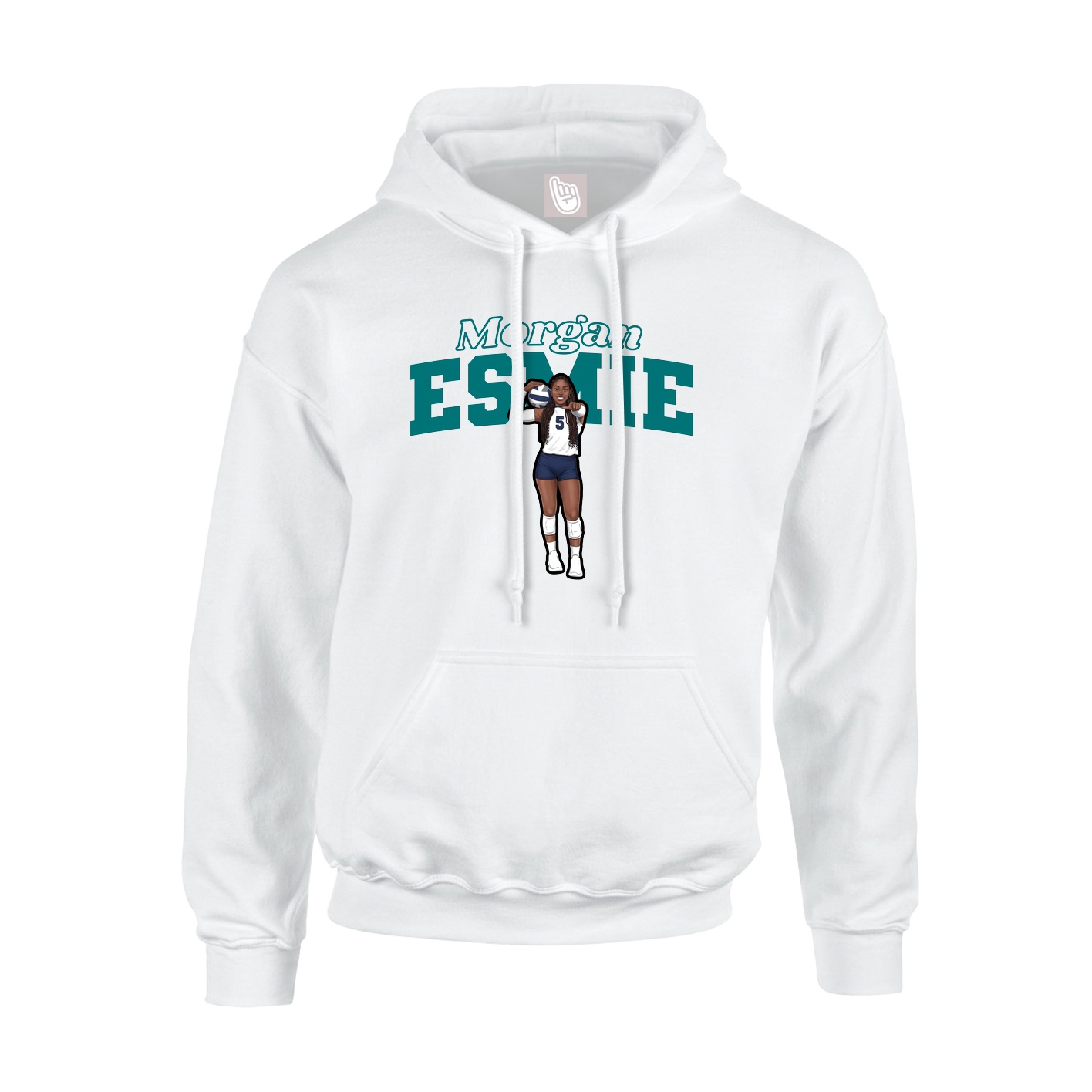 Youth Hoodie — Name Arch in White
