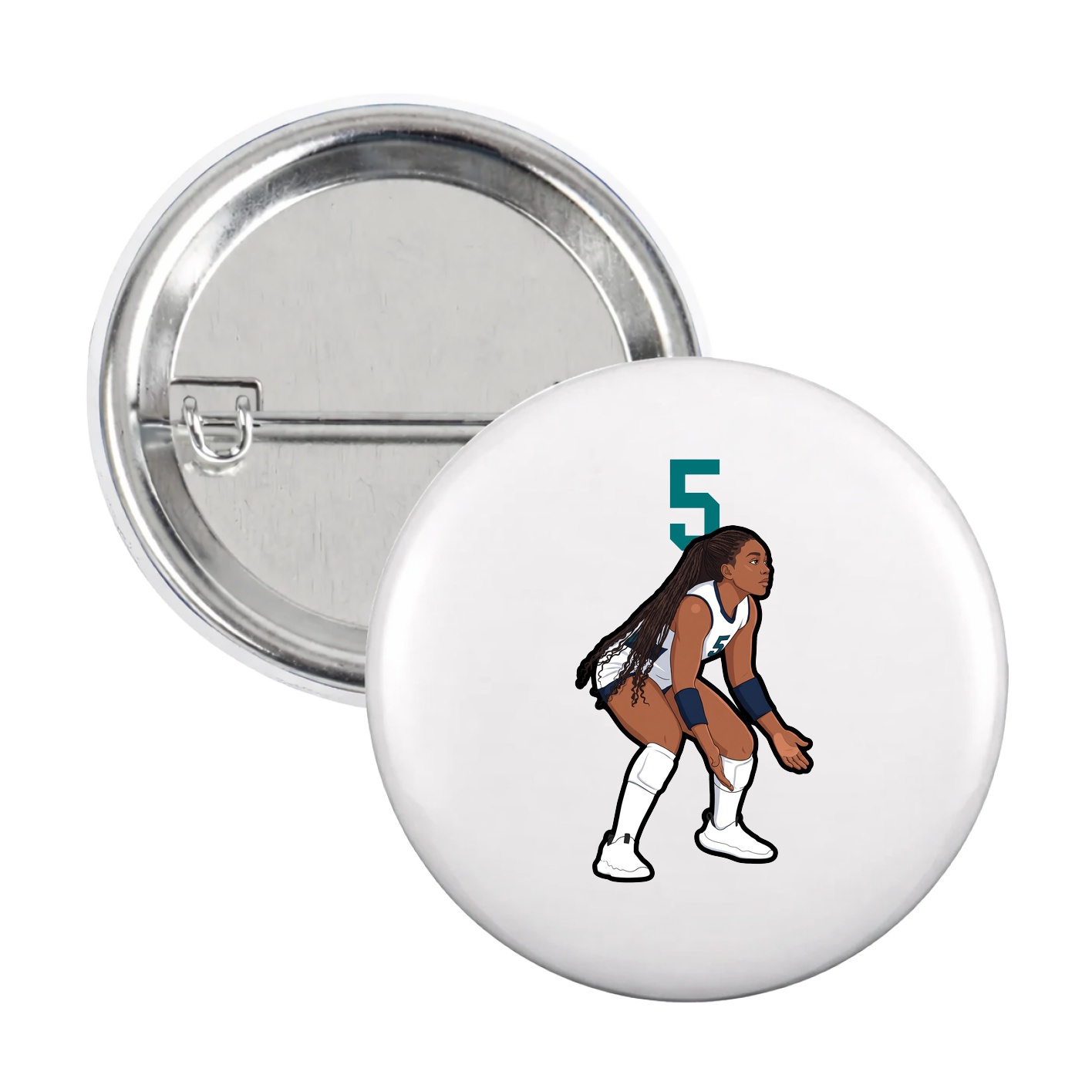Game Day Button — Number Top in White