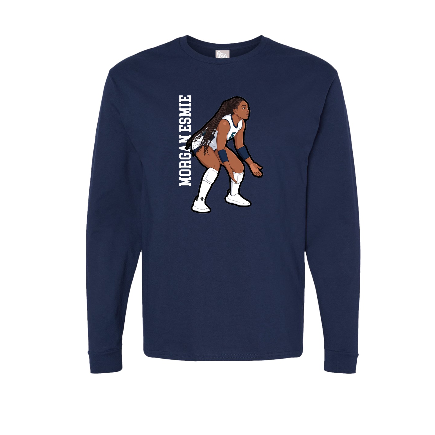 Long Sleeve Tee — Name Vertical in Navy