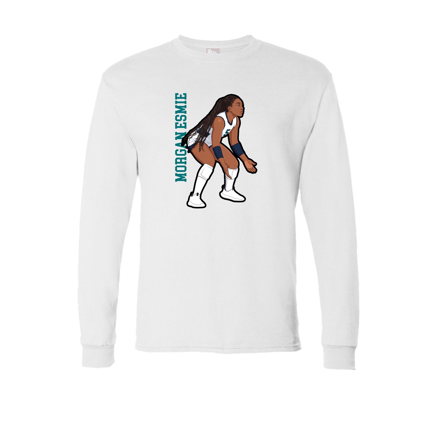 Long Sleeve Tee — Name Vertical in White