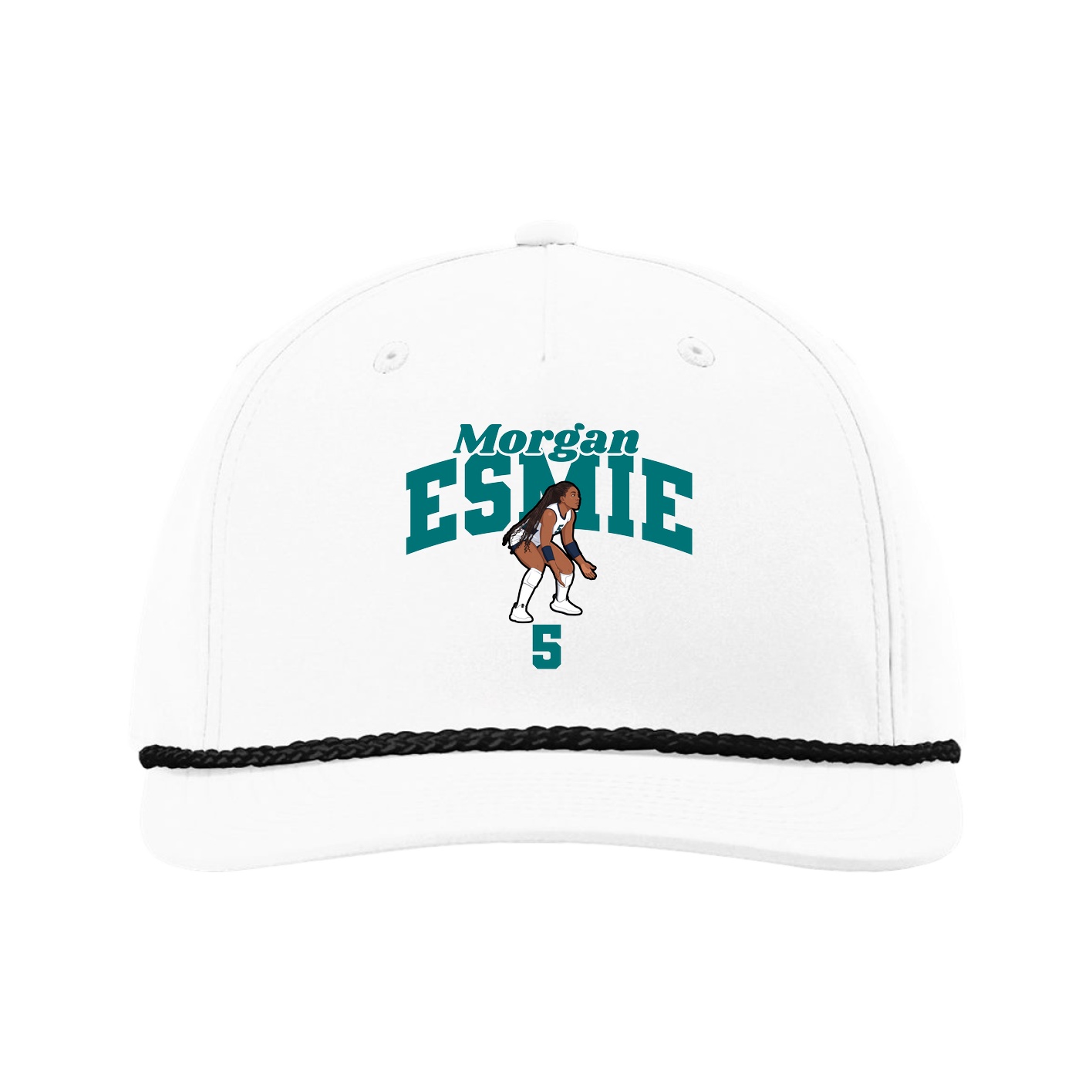 Five-Panel Classic Rope Cap — Signature Arch in White