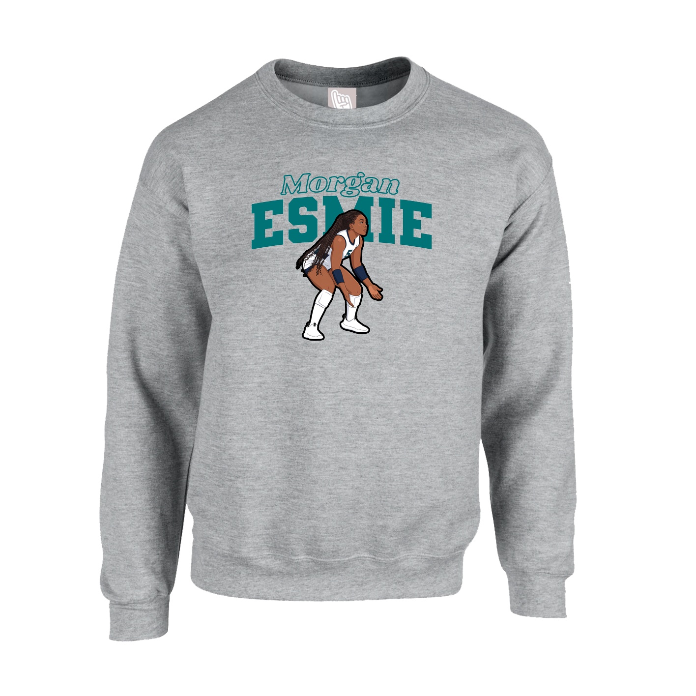 Fleece Crew — Name Arch in Grey