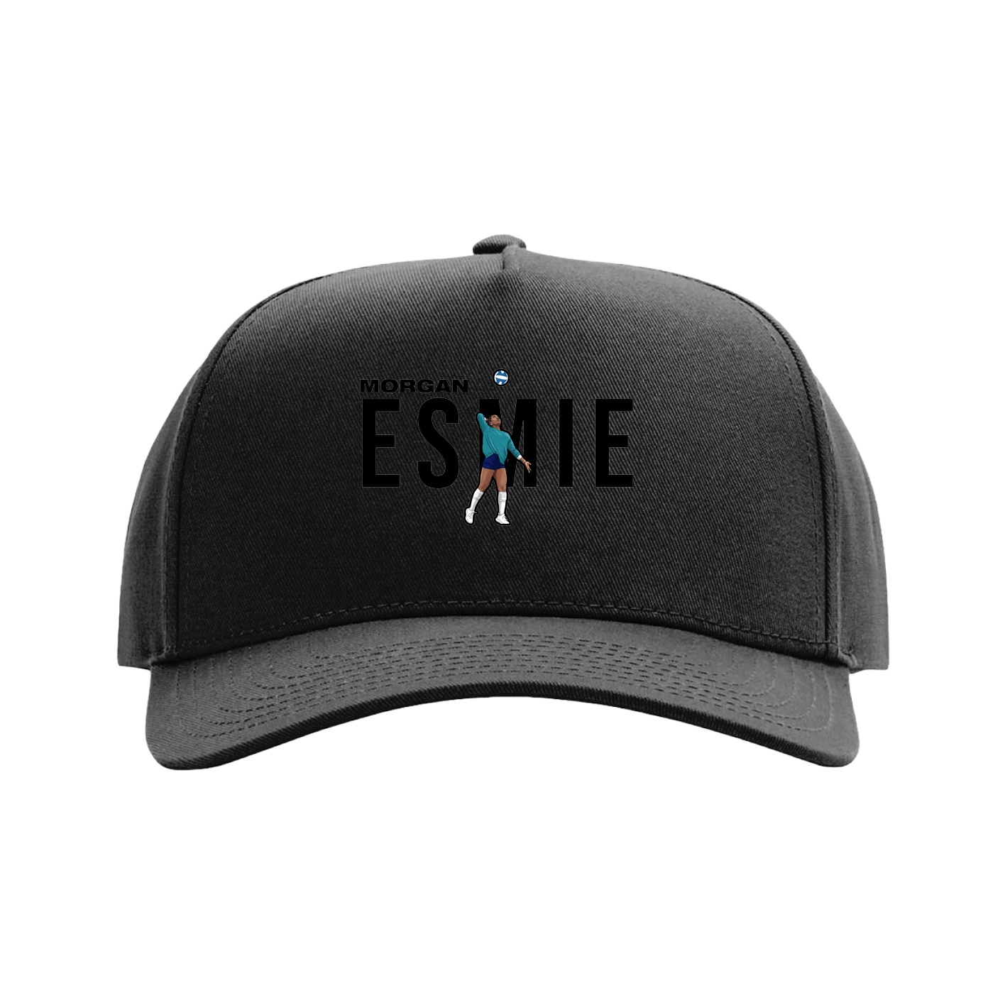 Full Fabric Five-Panel Champ Cap — Player Name in Black