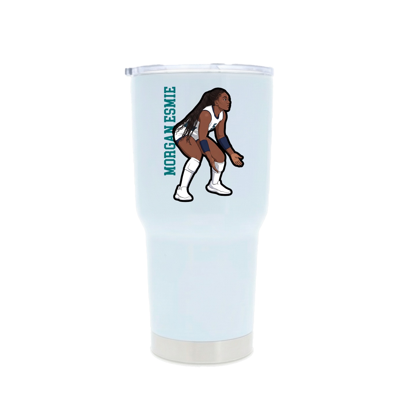 30oz Stainless Steel Tumbler — Name Vertical in White