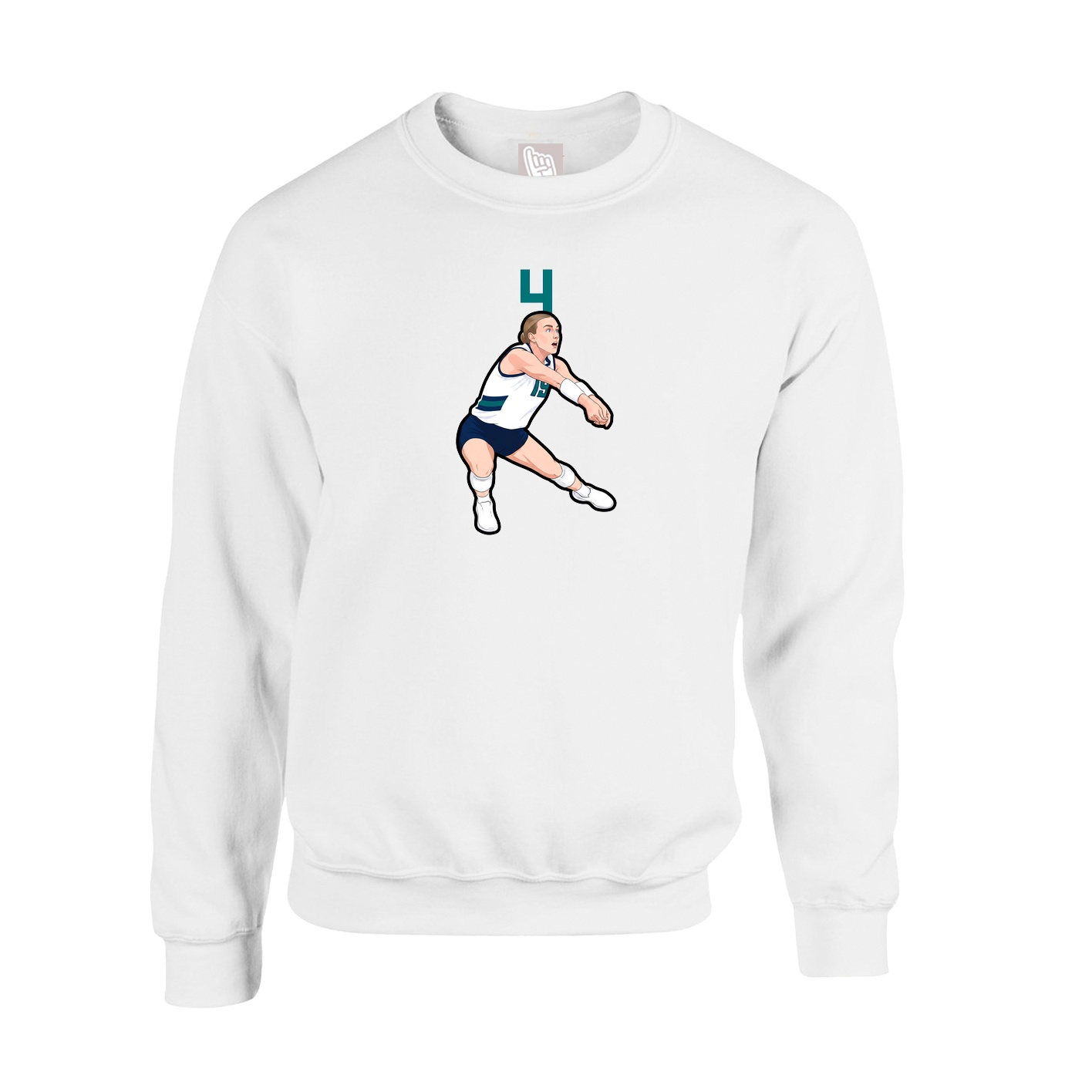 Fleece Crew — Number Top in White