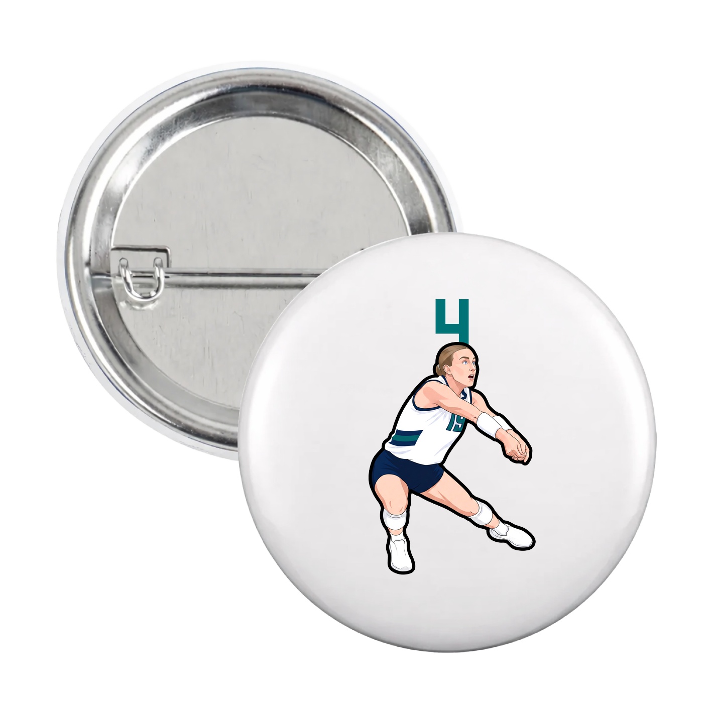 Game Day Button — Number Top in White