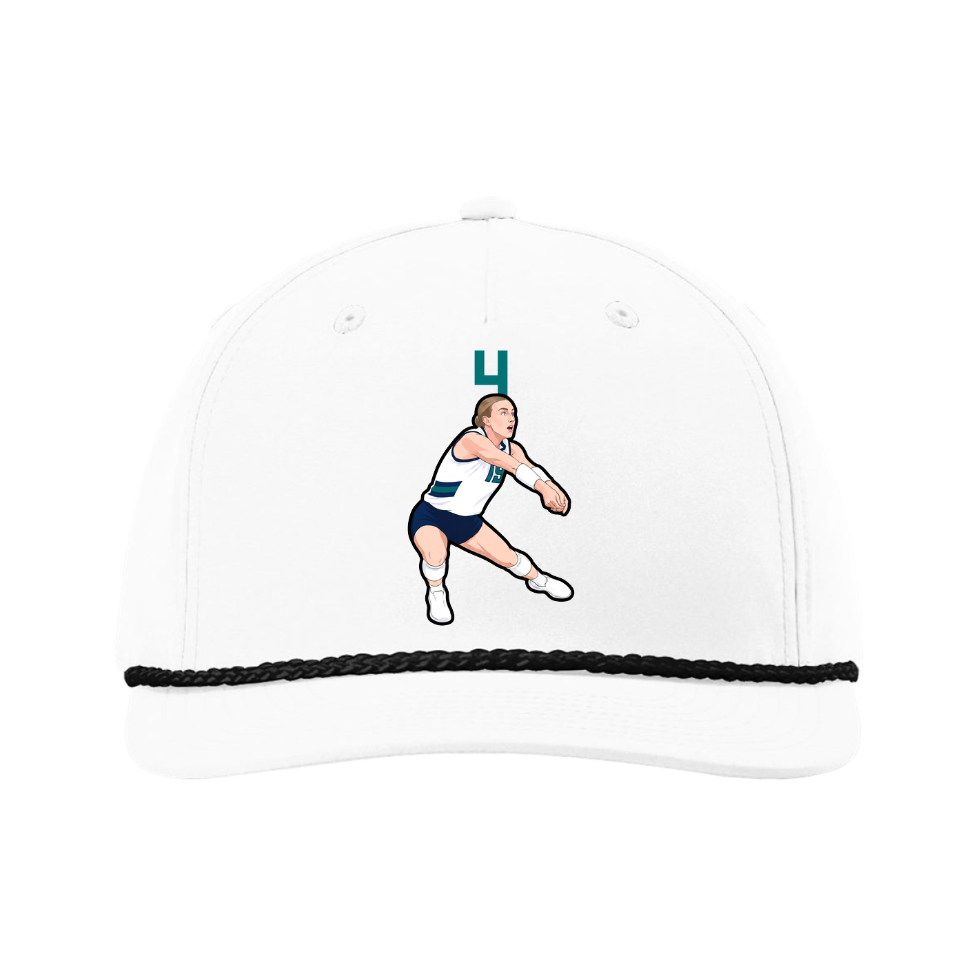 Five-Panel Classic Rope Cap — Number Top in White