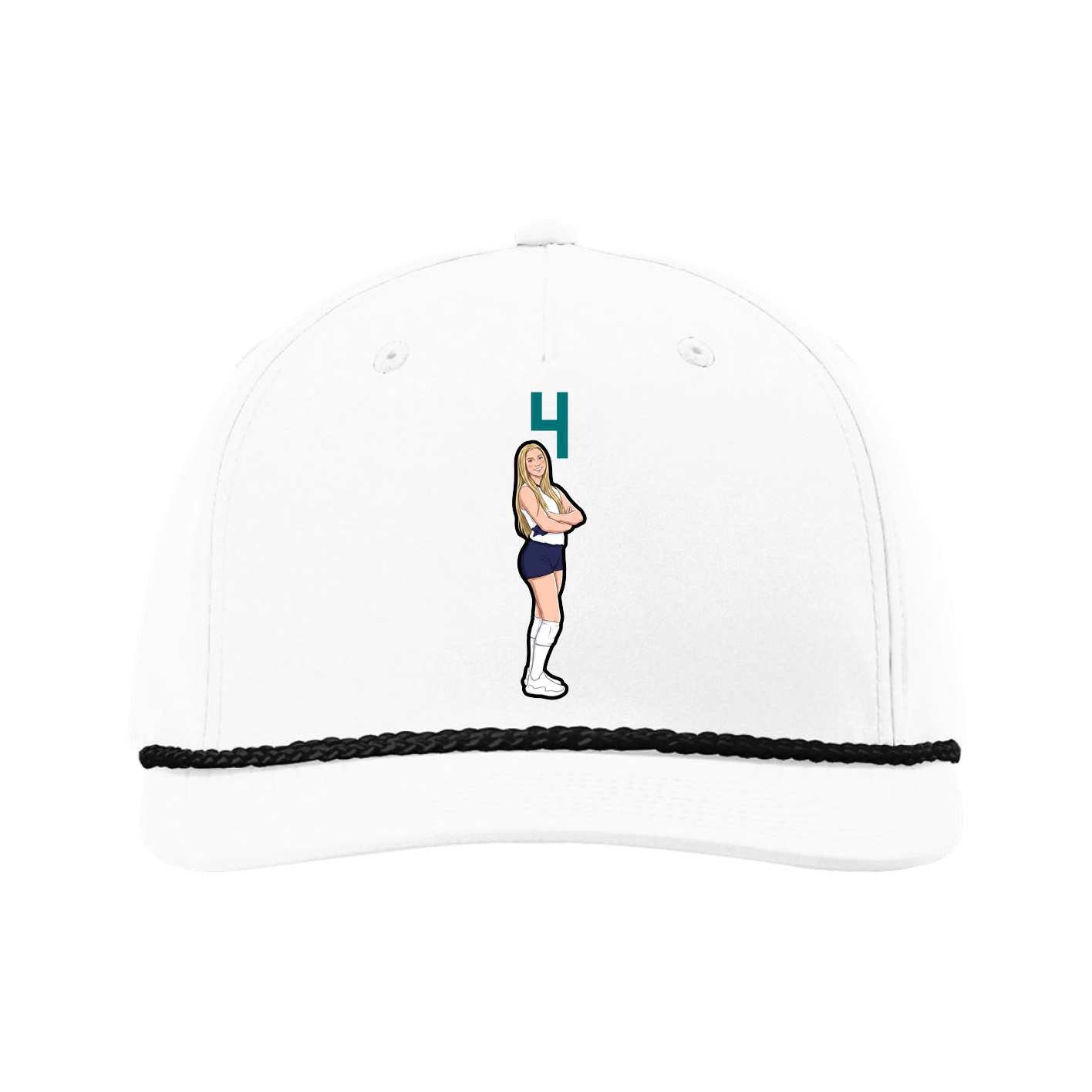 Five-Panel Classic Rope Cap — Number Top in White