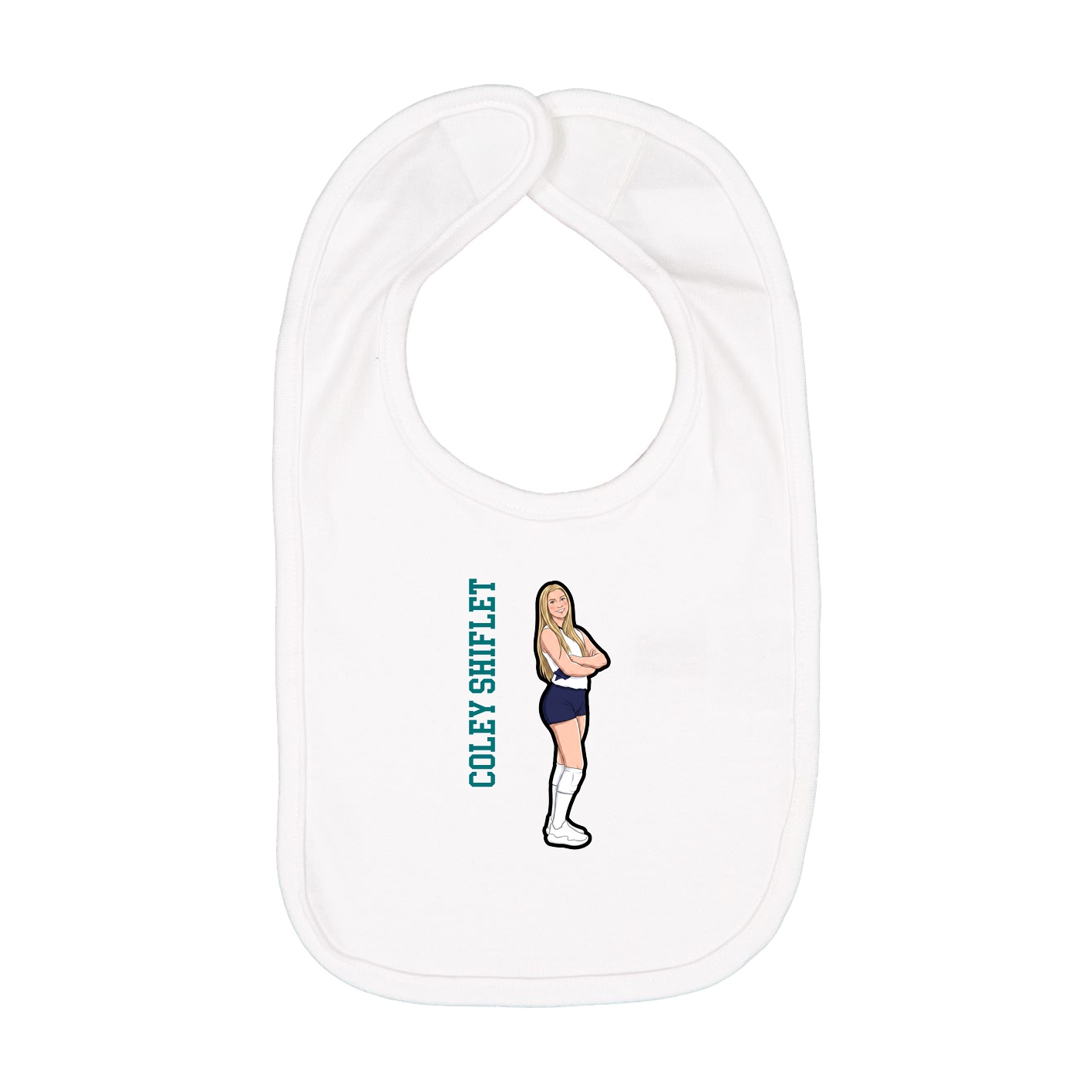 Infant Bib — Name Vertical in White