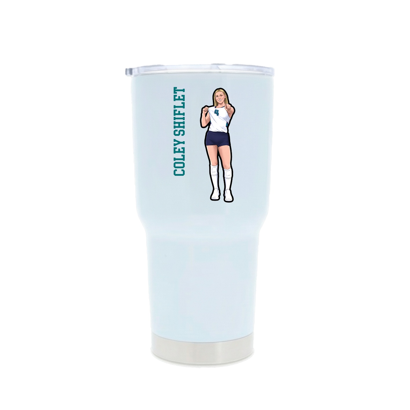 30oz Stainless Steel Tumbler — Name Vertical in White