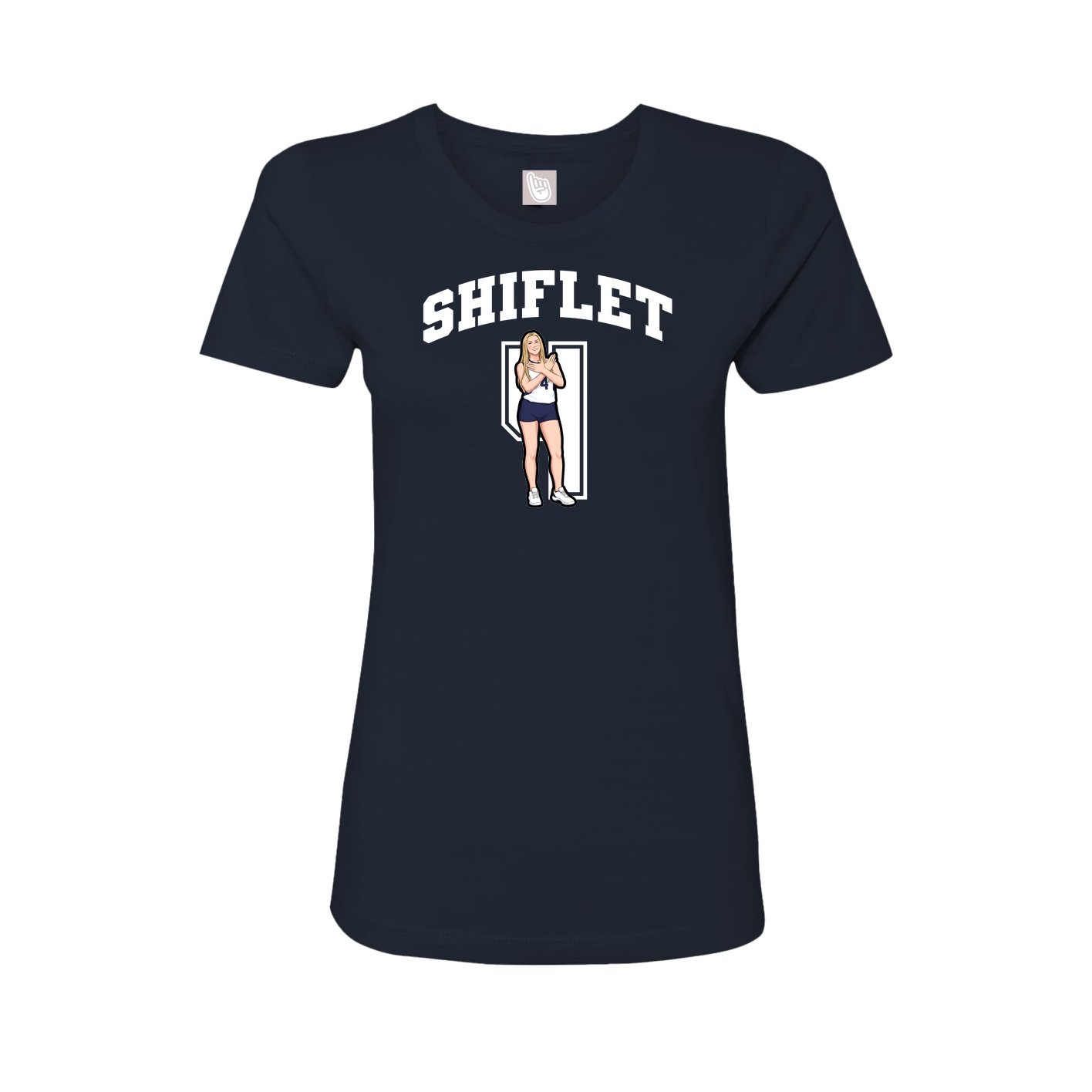 Fitted Women's Tee — Number in Navy