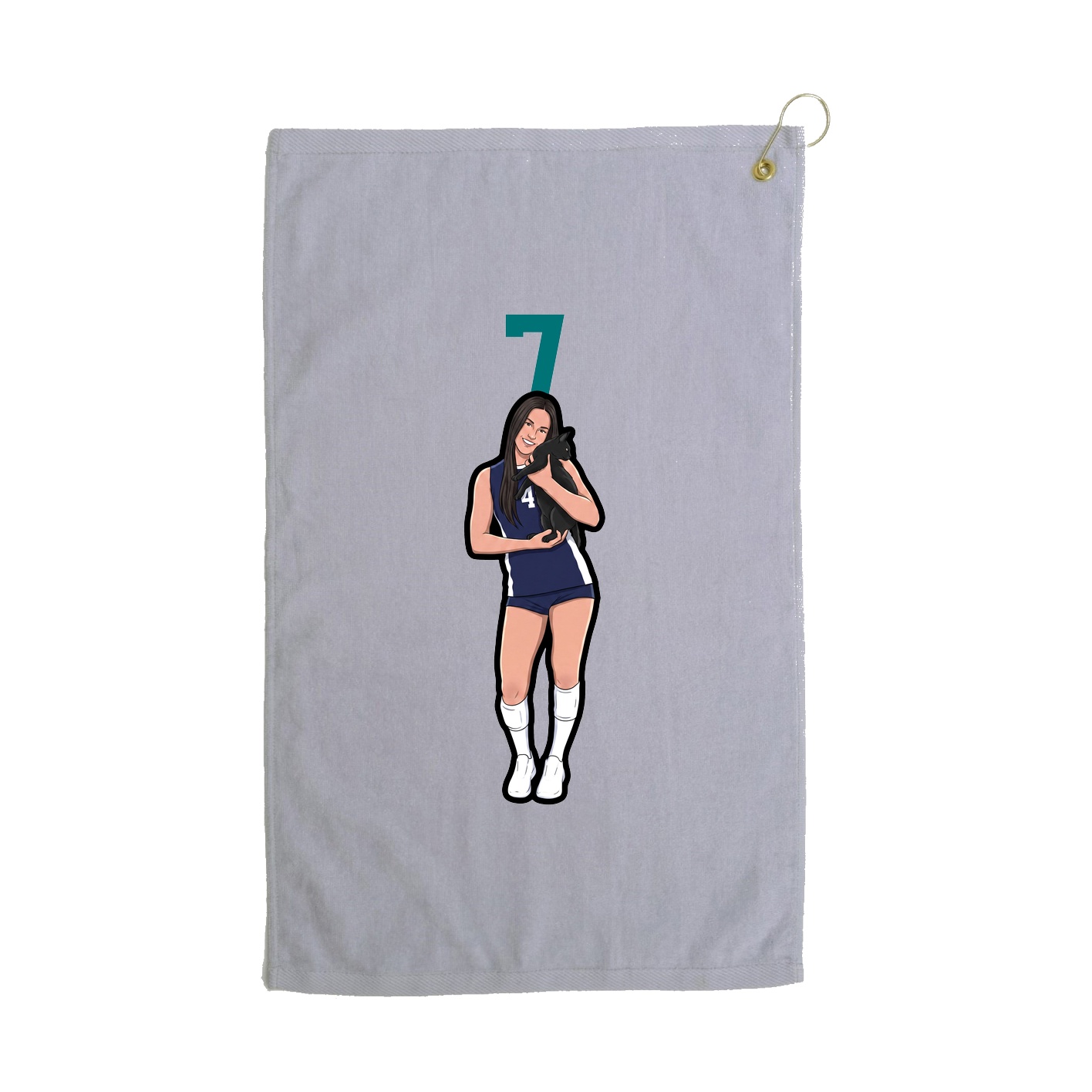 Golf Towel — Number Top in Grey