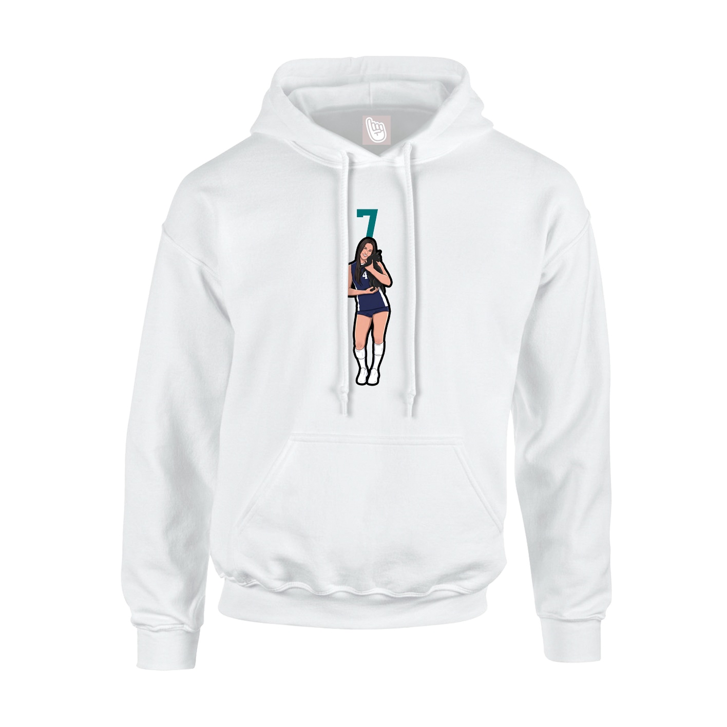Youth Hoodie — Number Top in White