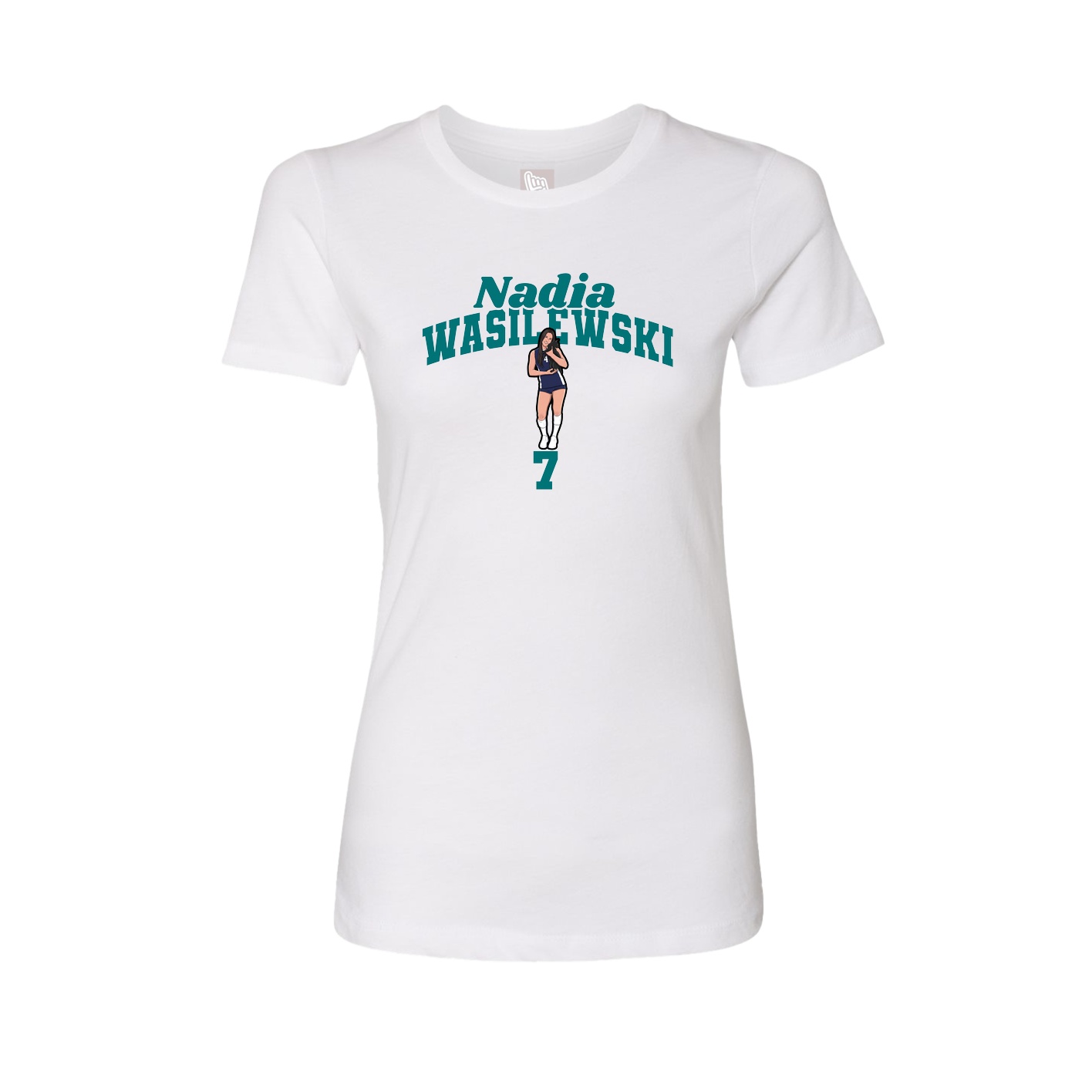Fitted Women's Tee — Signature Arch in White