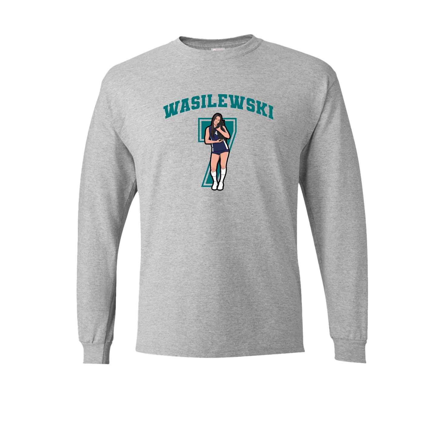 Long Sleeve Tee — Number in Grey