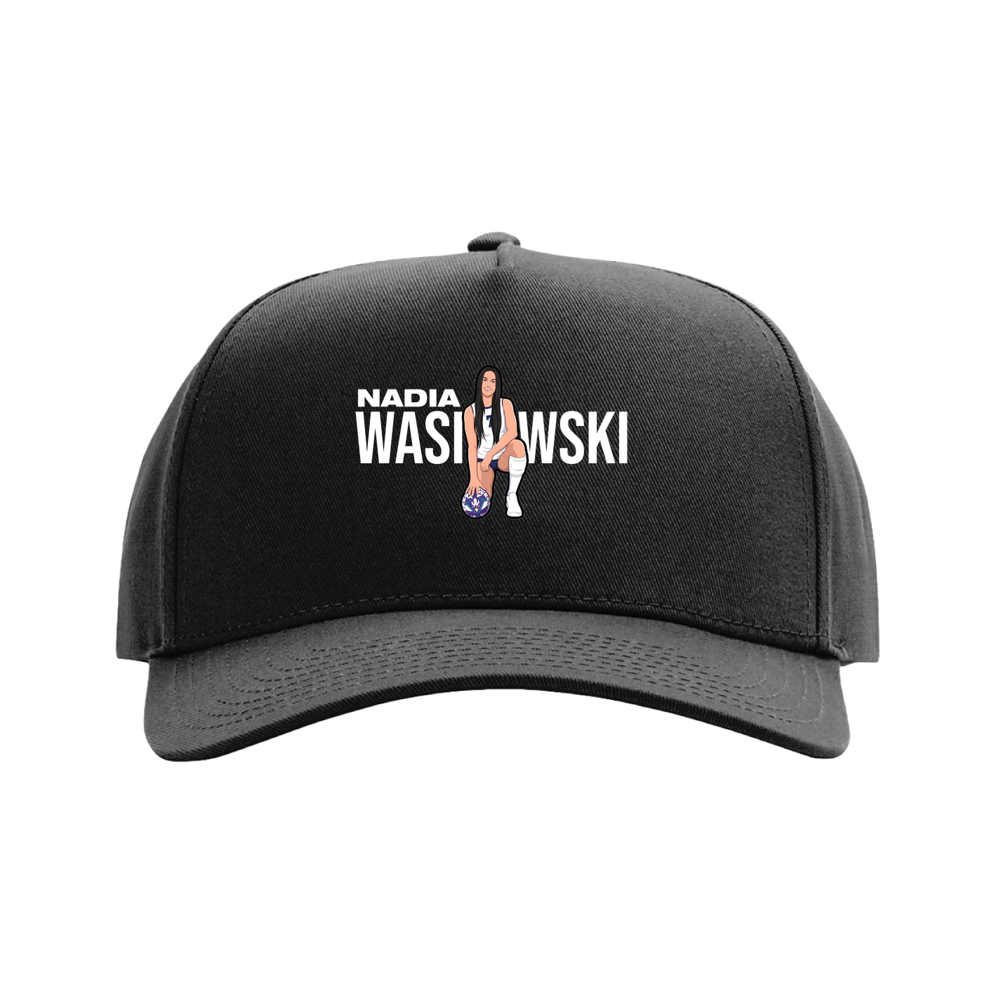 Full Fabric Five-Panel Champ Cap — Player Name in Black