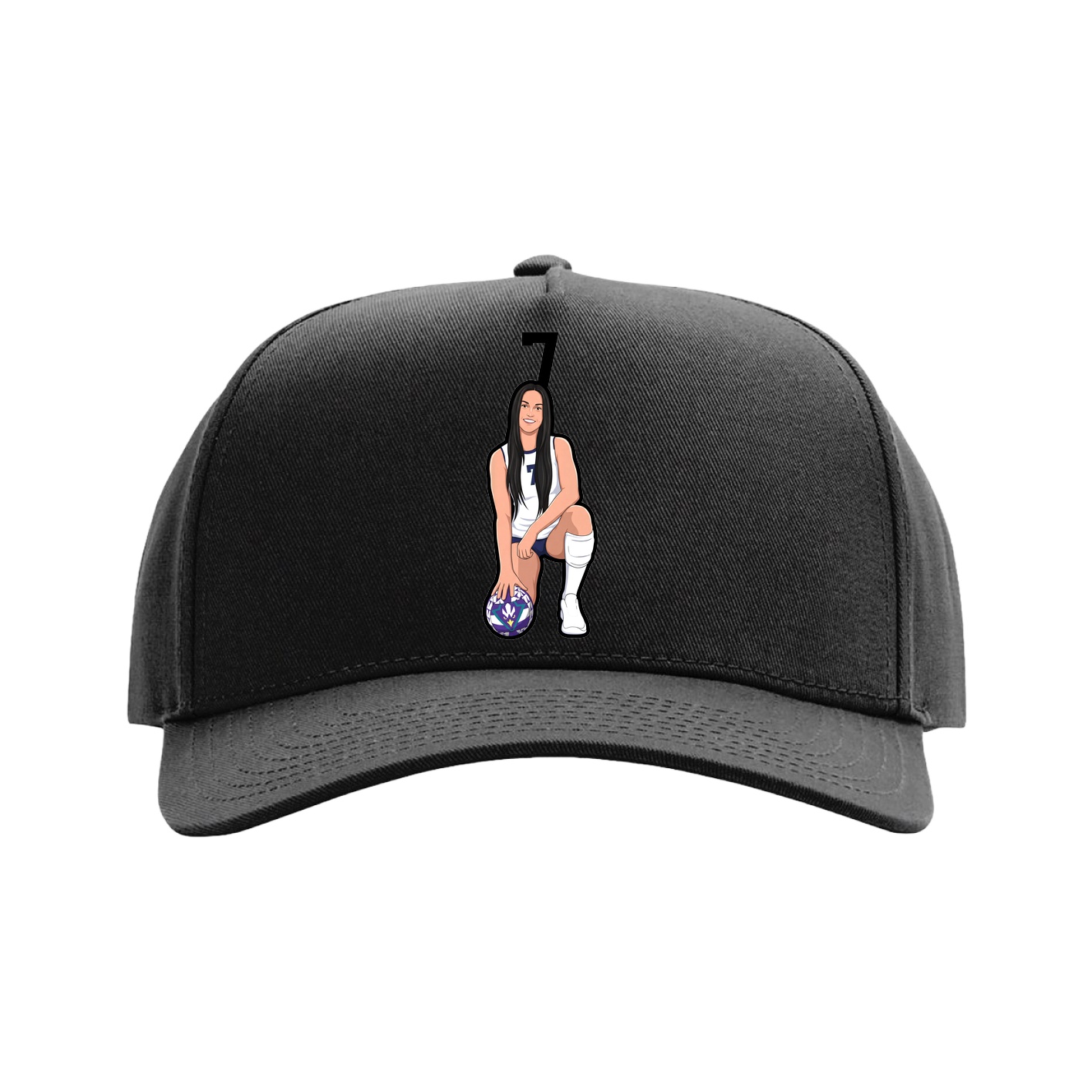 Full Fabric Five-Panel Champ Cap — Number Top in Black