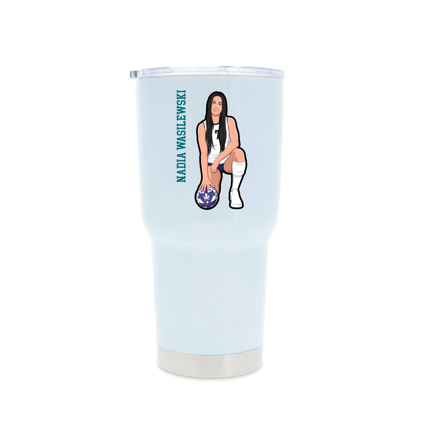 30oz Stainless Steel Tumbler — Name Vertical in White