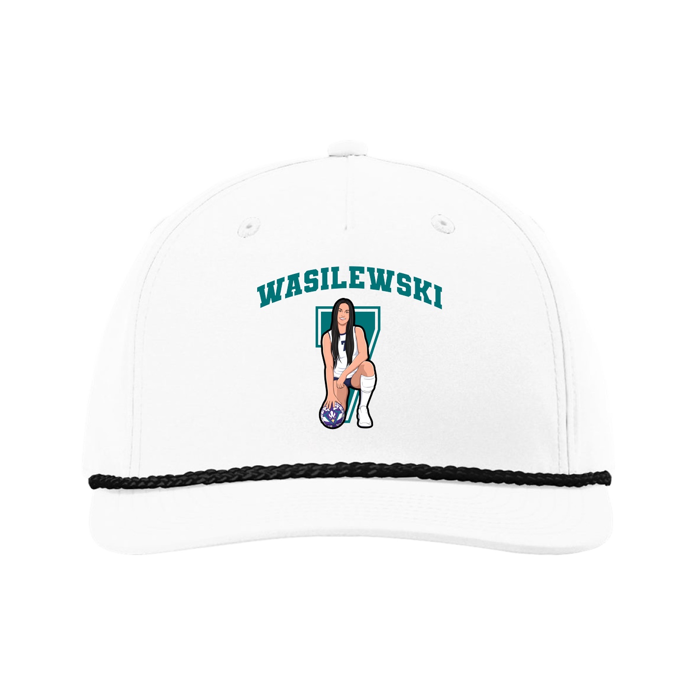 Five-Panel Classic Rope Cap — Number in White