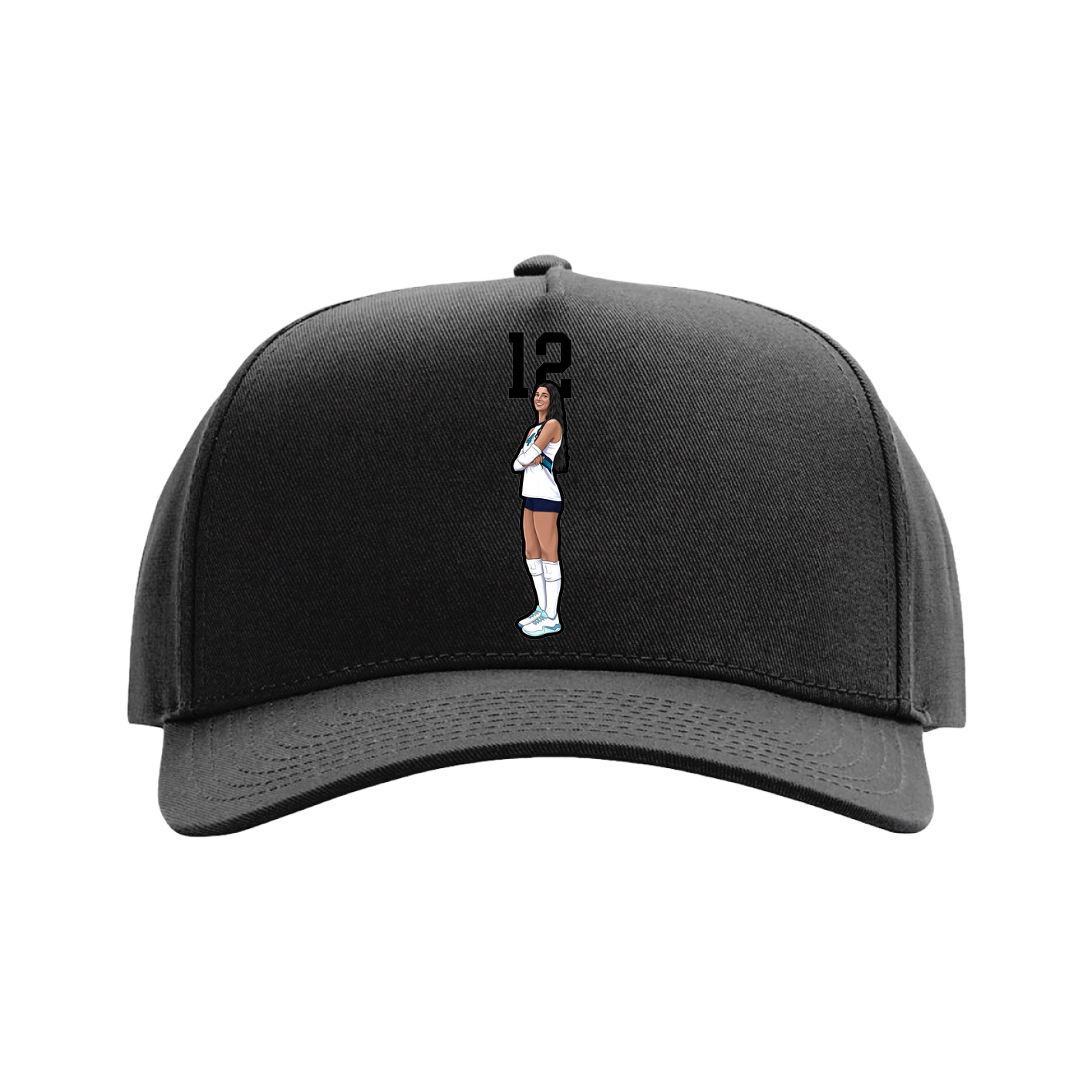 Full Fabric Five-Panel Champ Cap — Number Top in Black