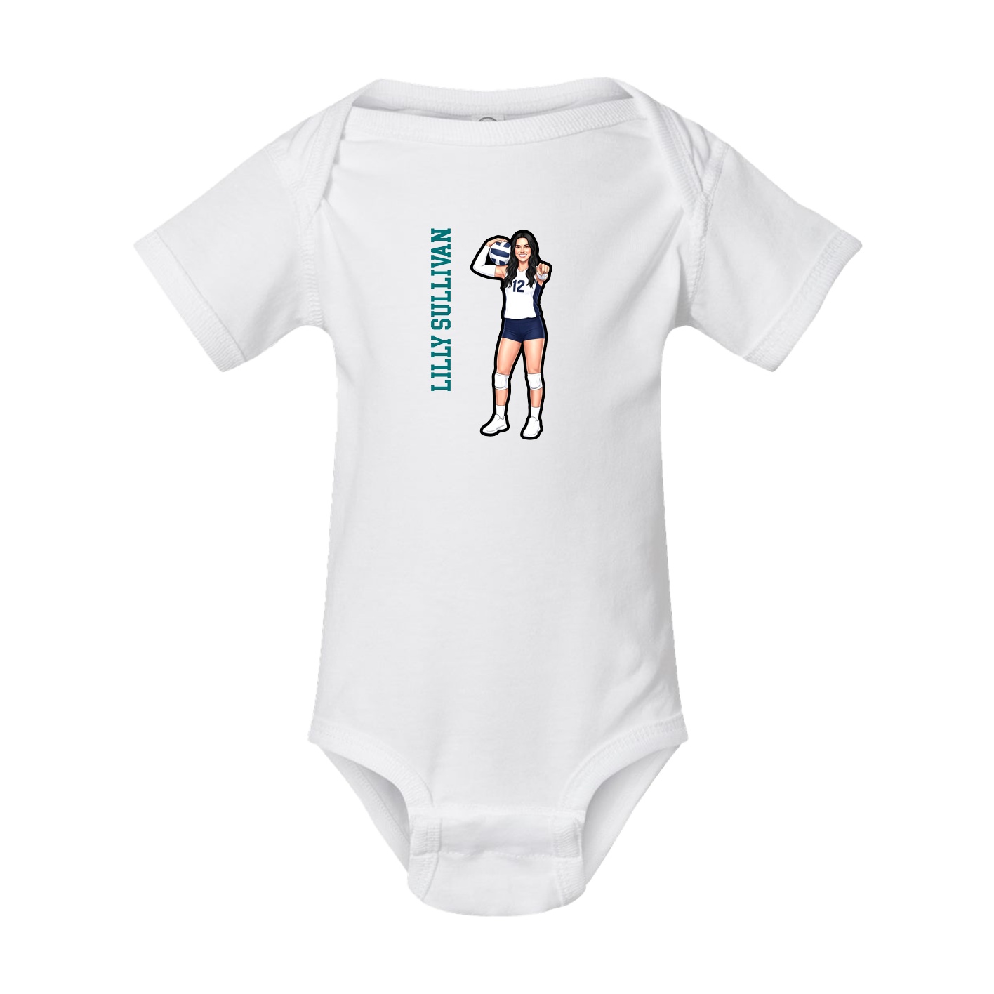Baby Onesie — Name Vertical in White
