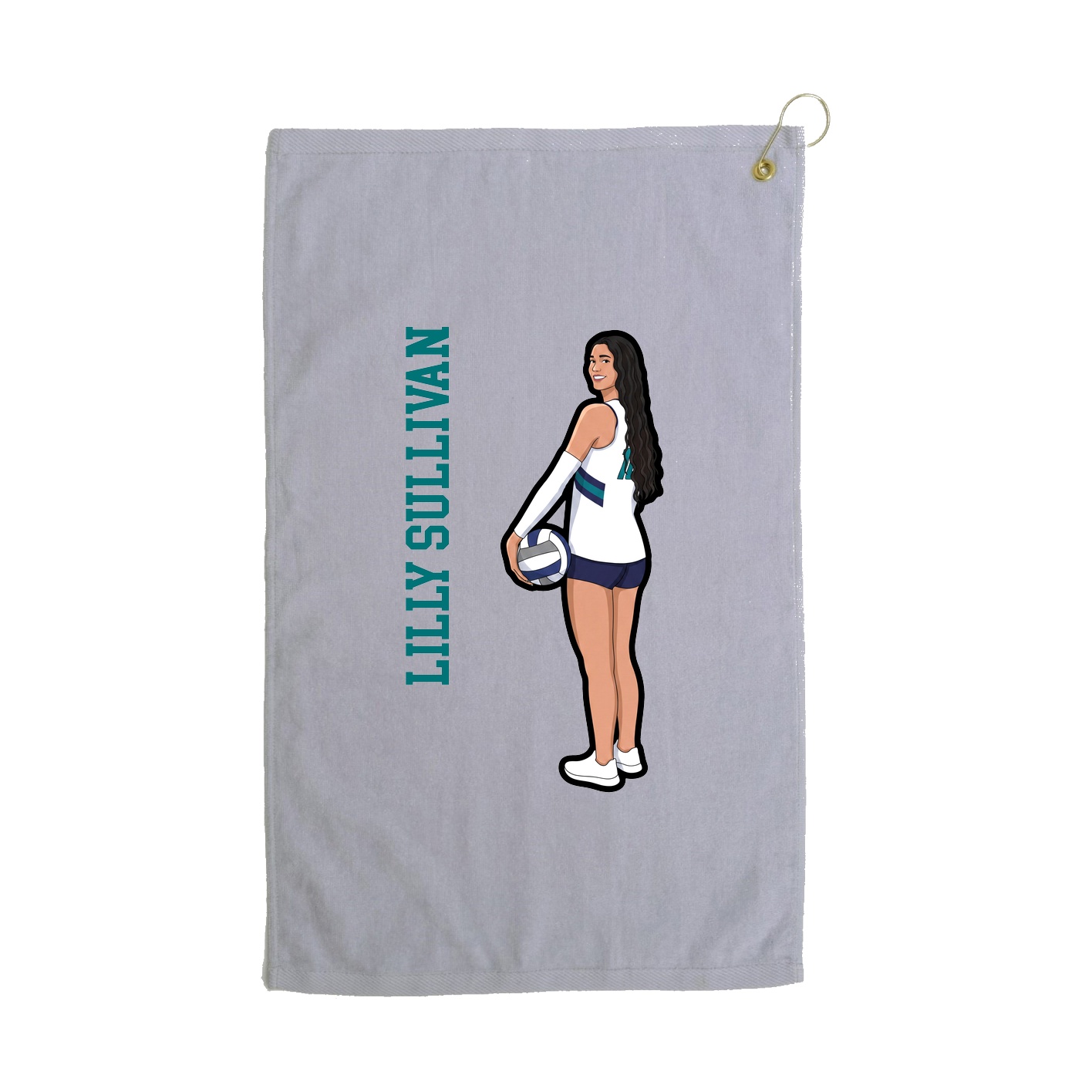 Golf Towel — Name Vertical in Grey