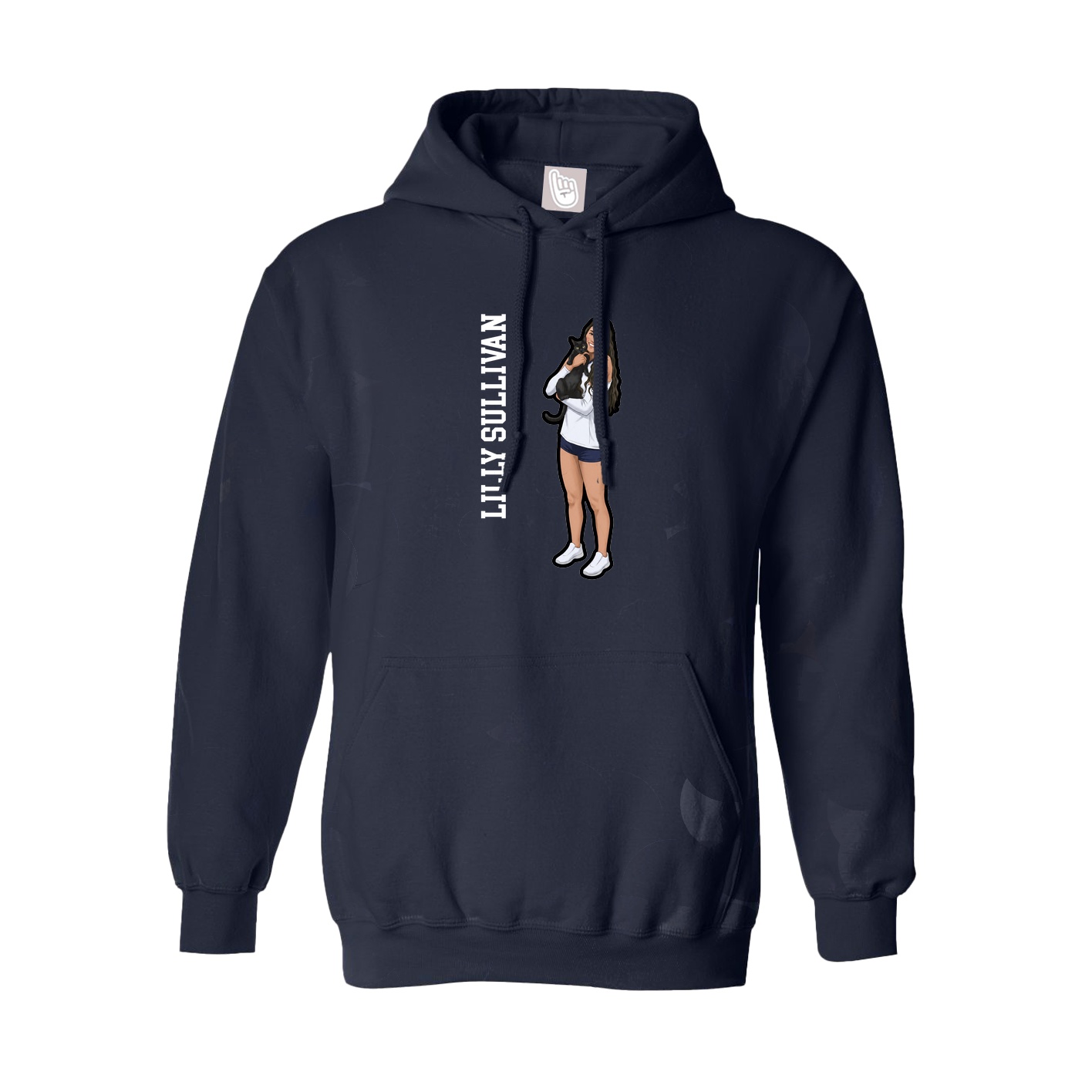 Hoodie — Name Vertical in Navy