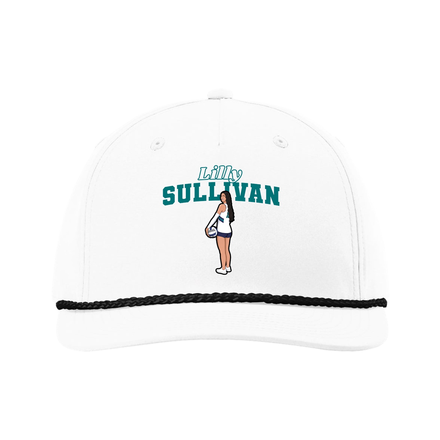 Five-Panel Classic Rope Cap — Name Arch in White