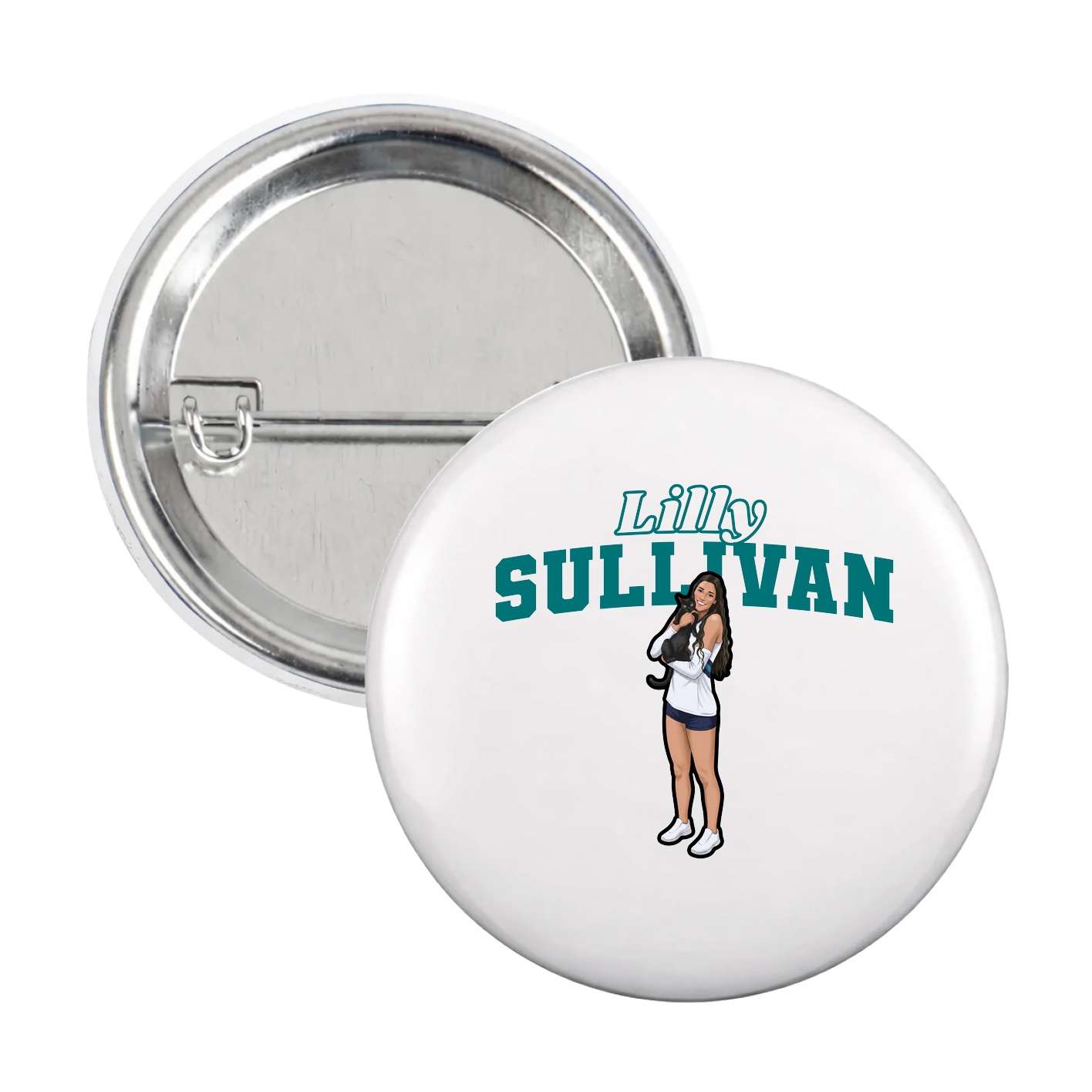 Game Day Button — Name Arch in White