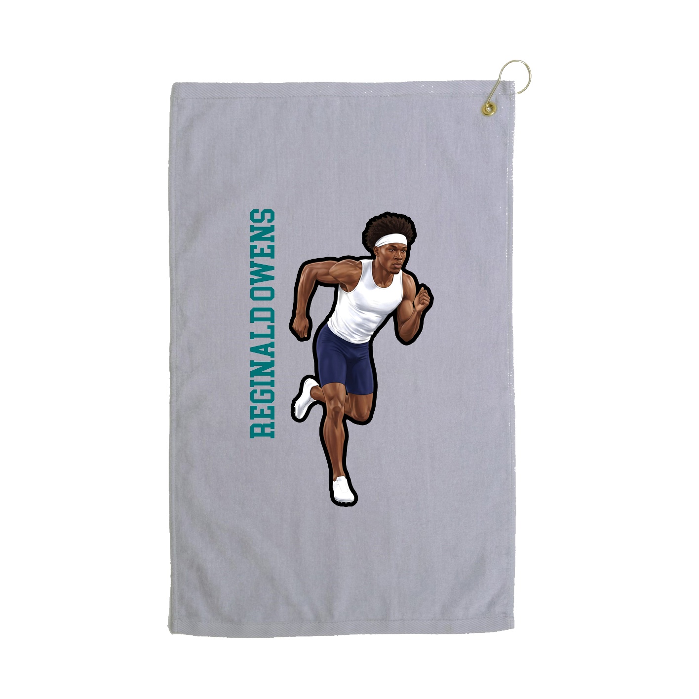 Golf Towel — Name Vertical in Grey