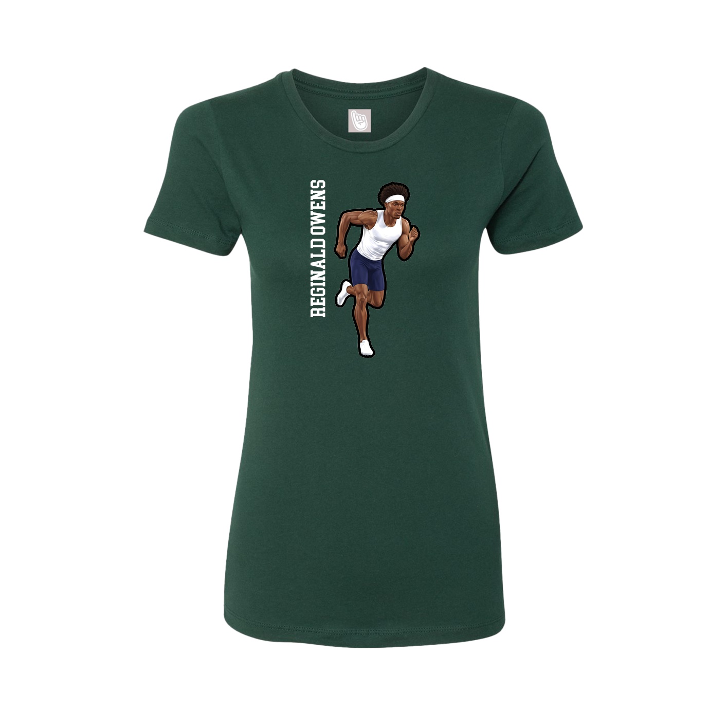 Fitted Women's Tee — Name Vertical in Green
