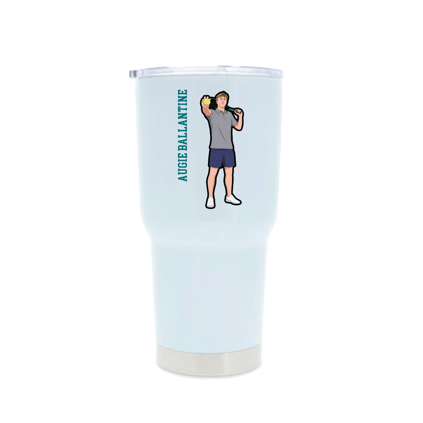 30oz Stainless Steel Tumbler — Name Vertical in White