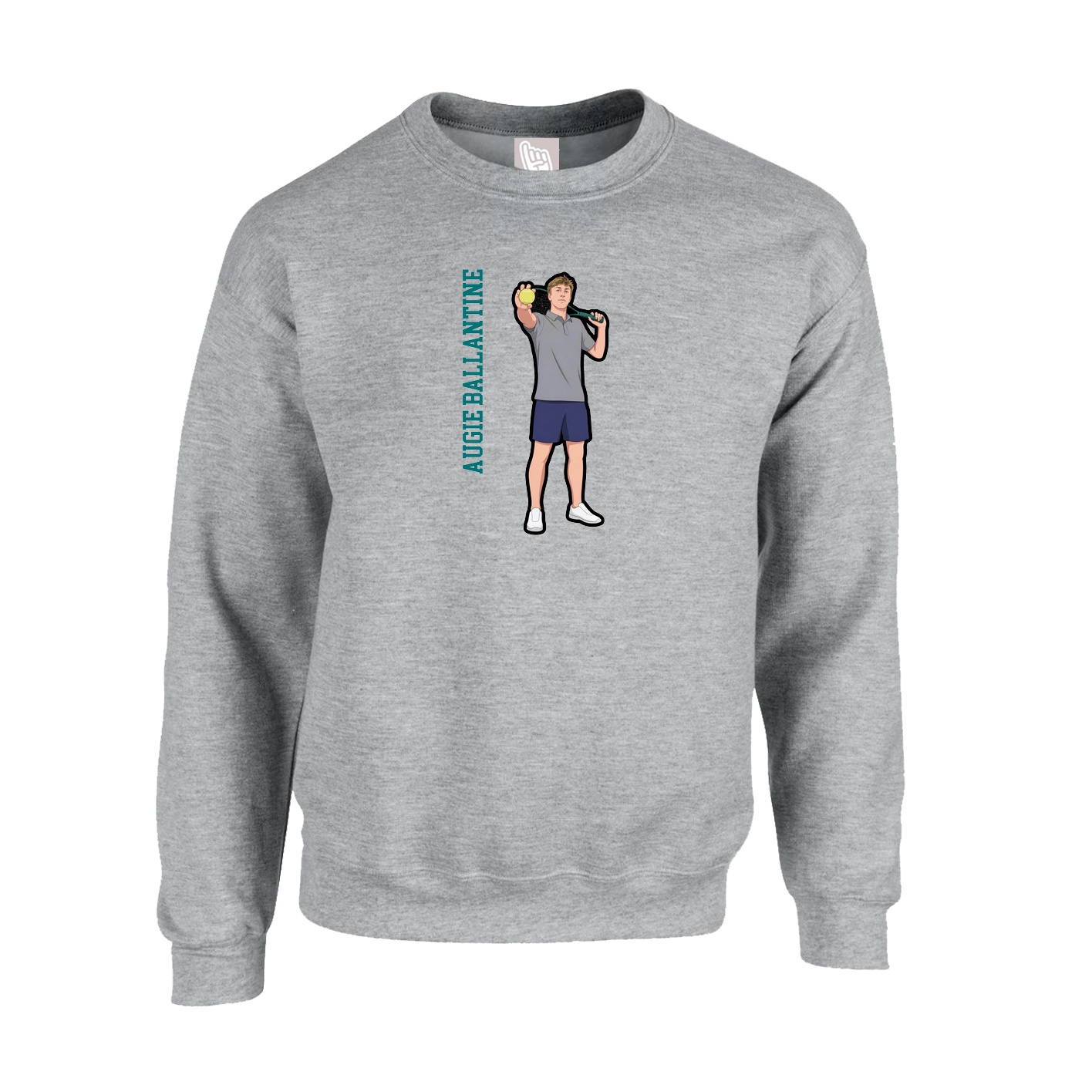 Fleece Crew — Name Vertical in Grey