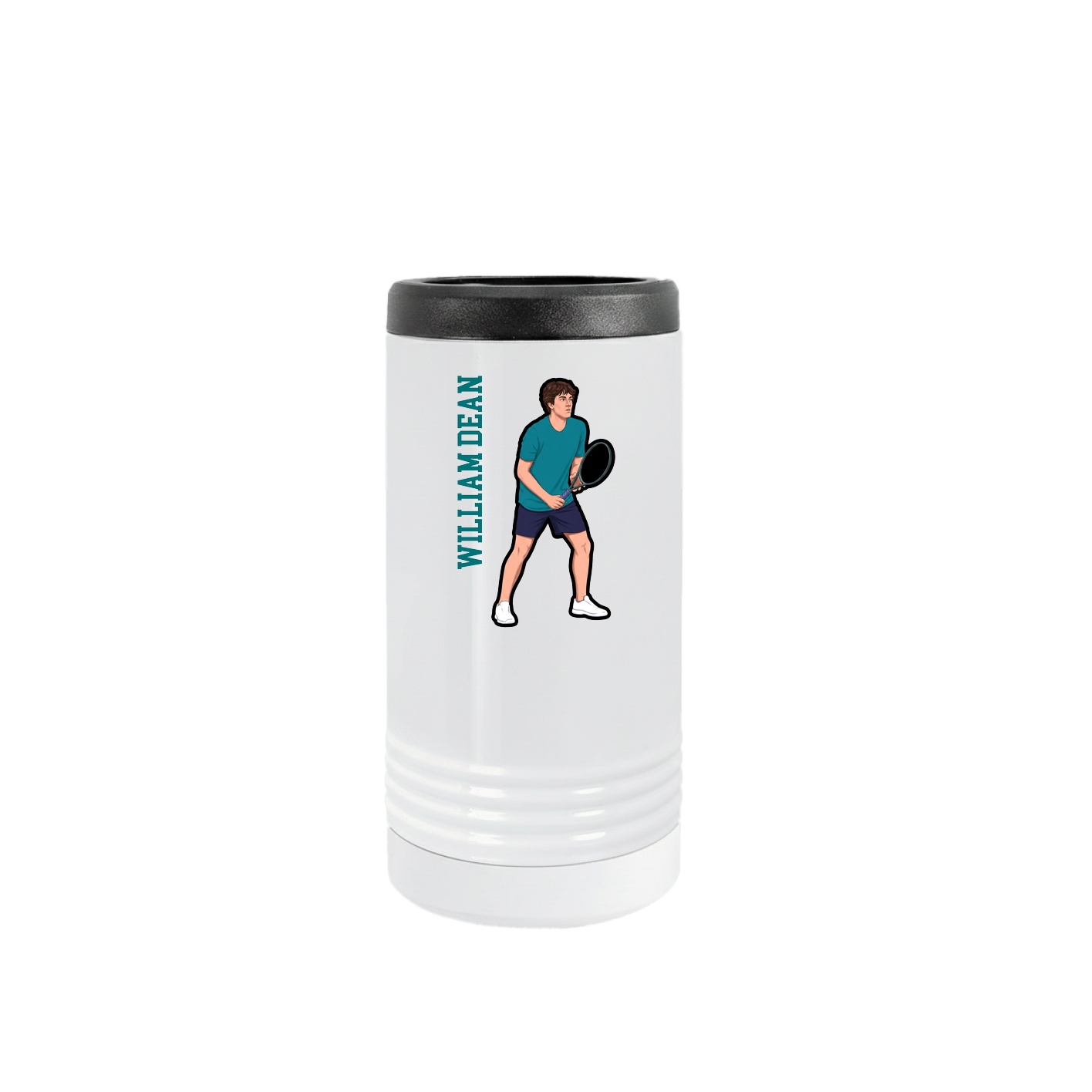 Slim Beverage Holder — Name Vertical in White