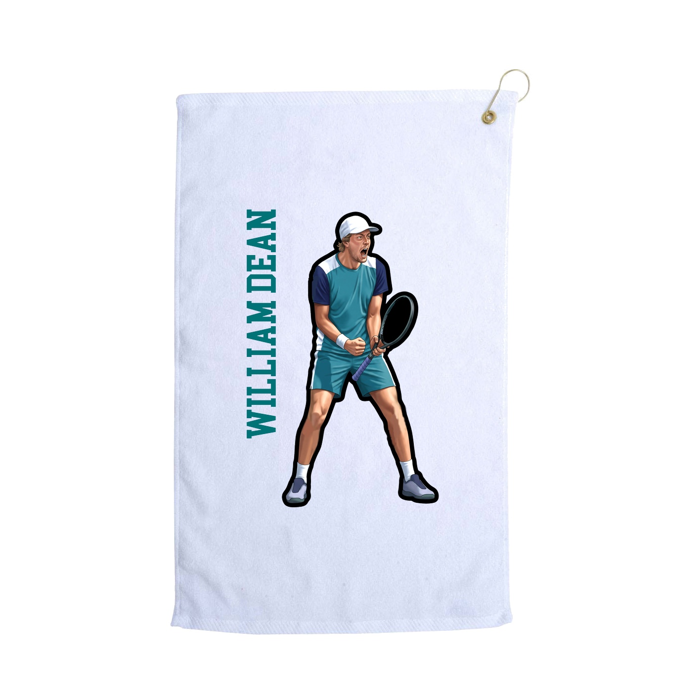 Golf Towel — Name Vertical in White