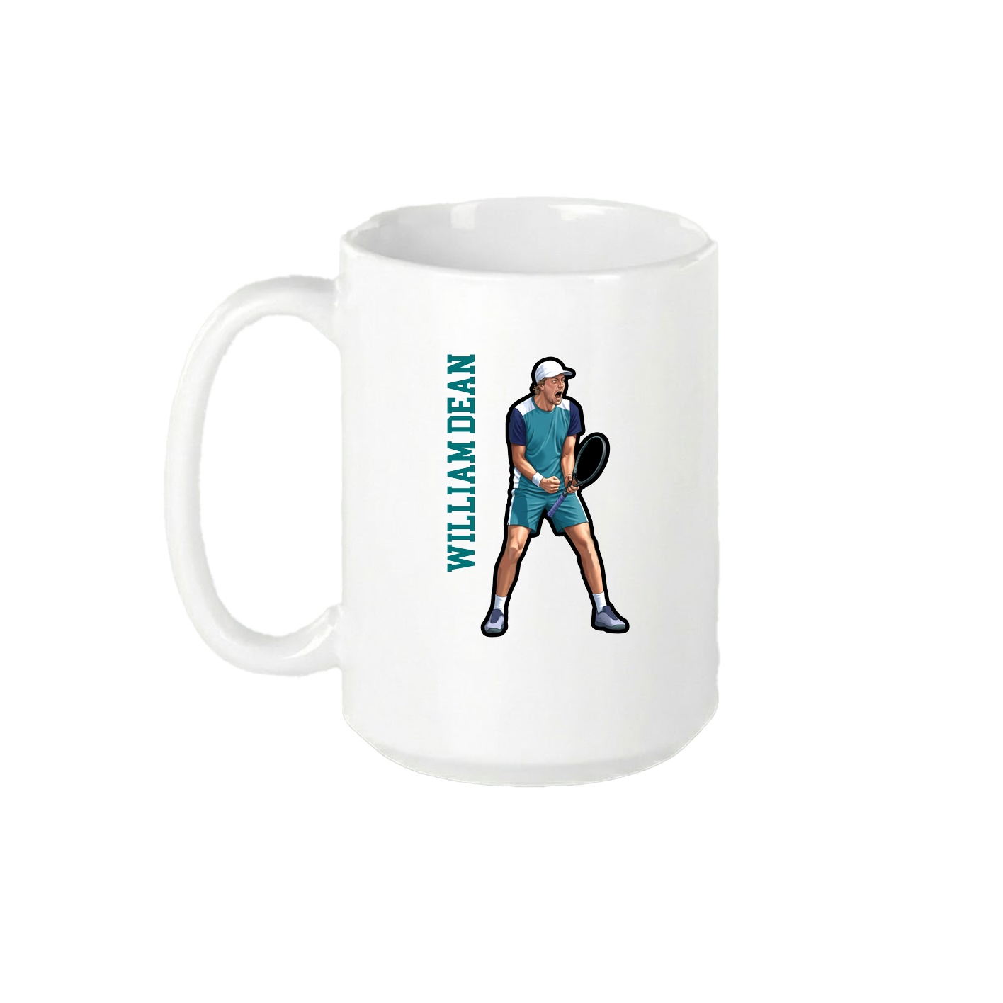 15oz Coffee Mug — Name Vertical in White