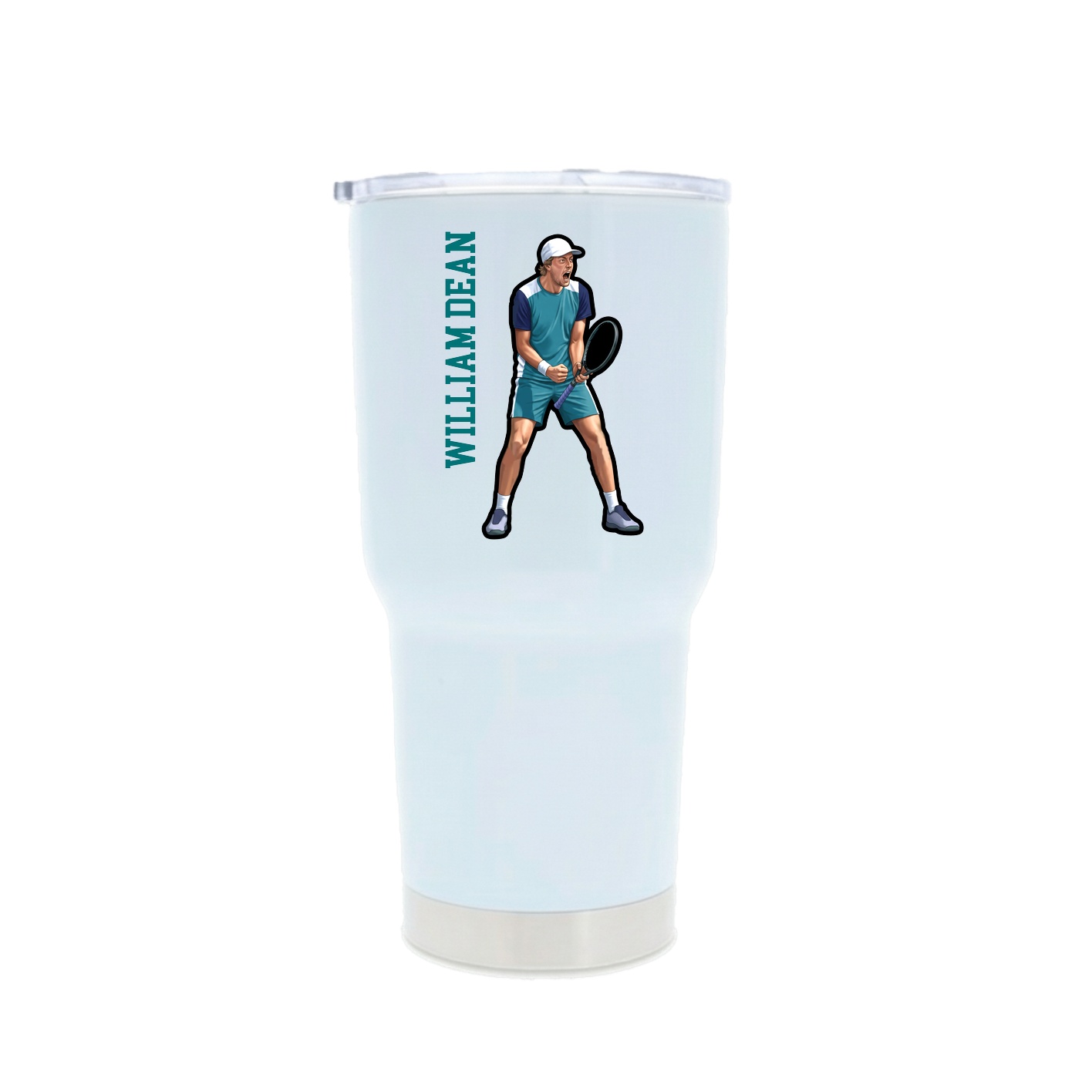 30oz Stainless Steel Tumbler — Name Vertical in White