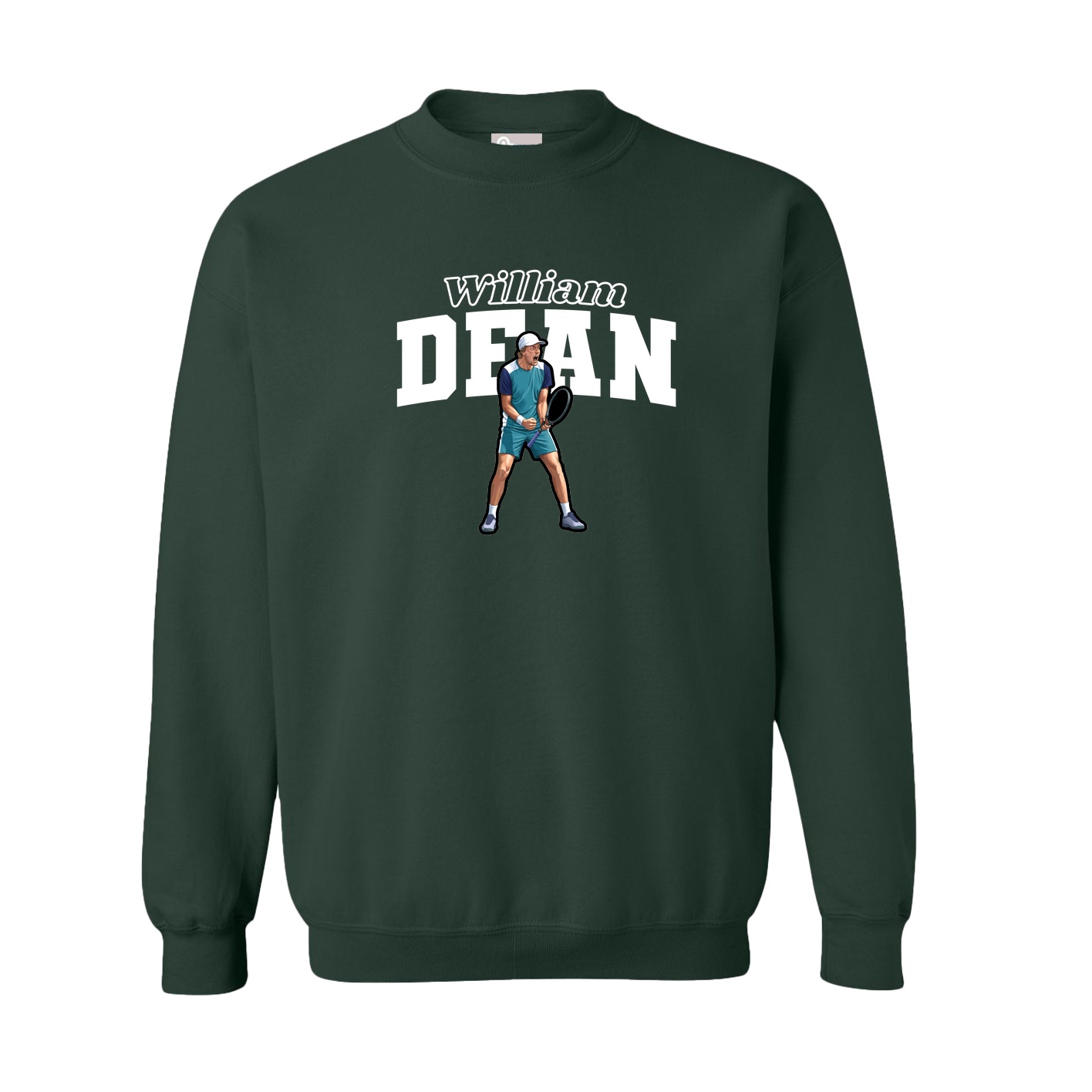 Fleece Crew — Name Arch in Green