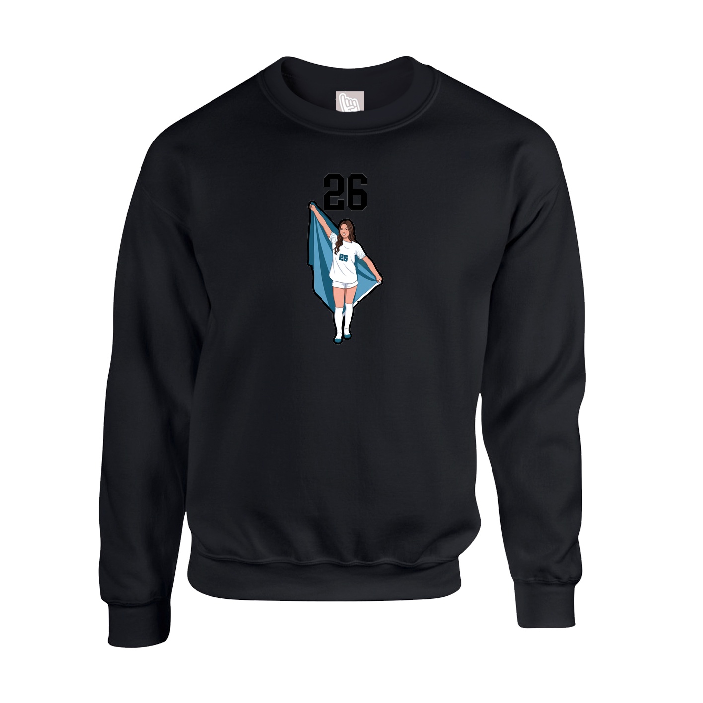 Fleece Crew — Number Top in Black