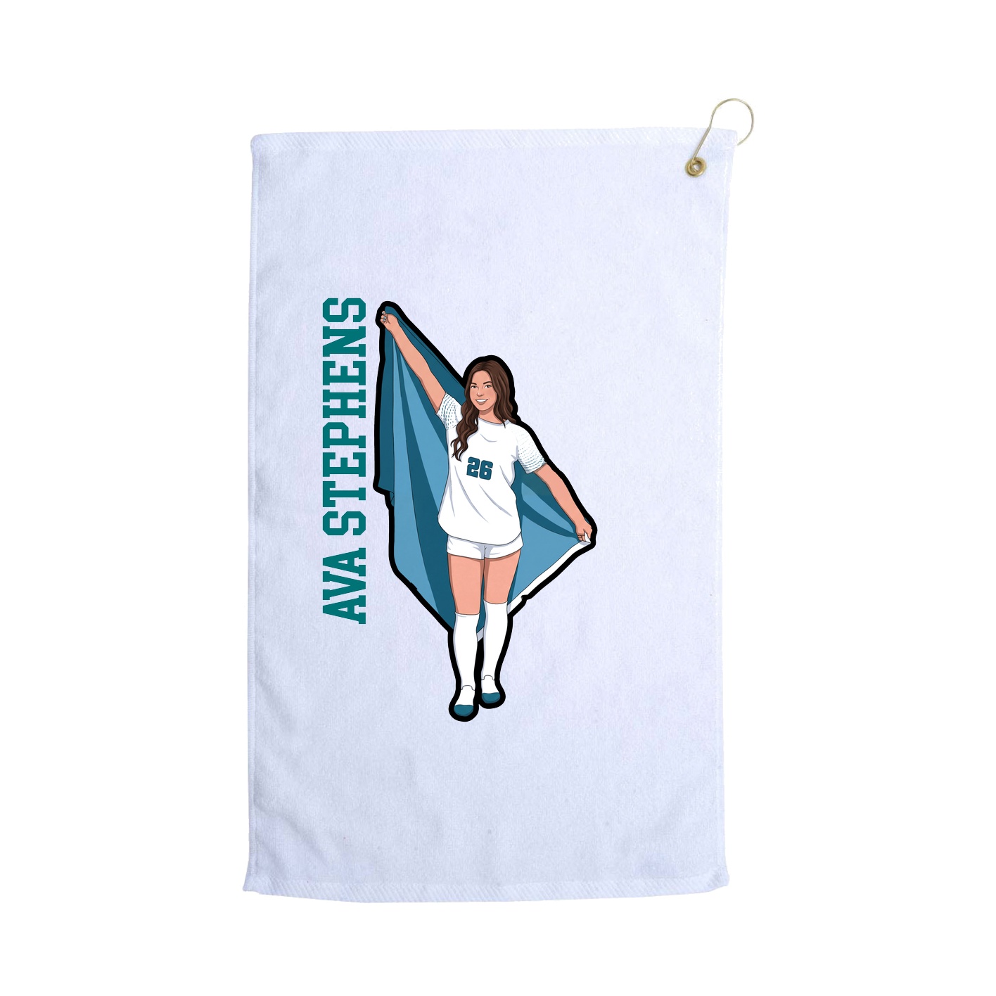 Golf Towel — Name Vertical in White