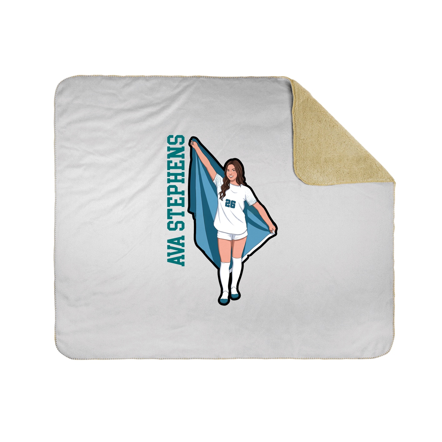 Throw Blanket — Name Vertical in White