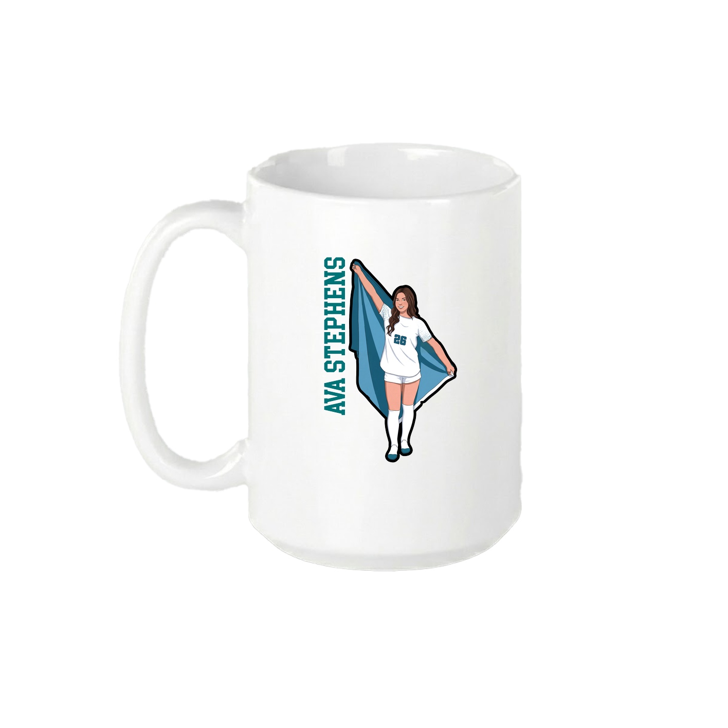 15oz Coffee Mug — Name Vertical in White