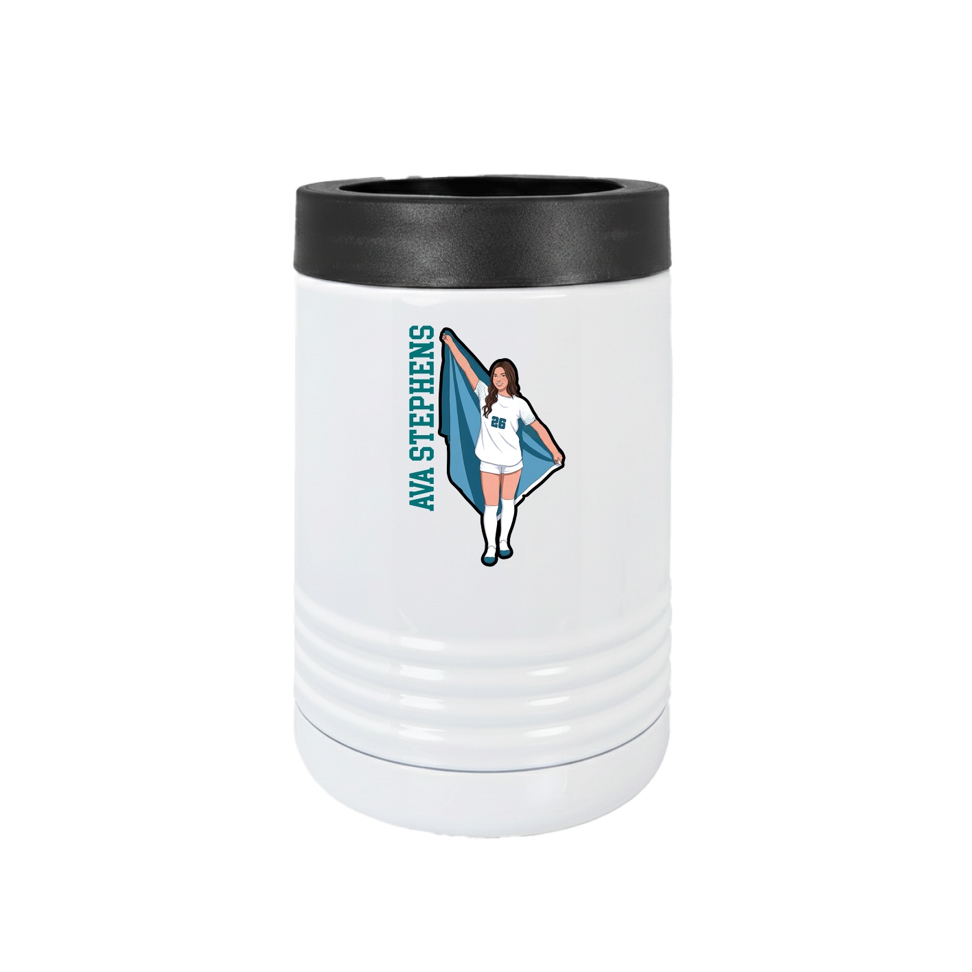 Beverage Holder — Name Vertical in White
