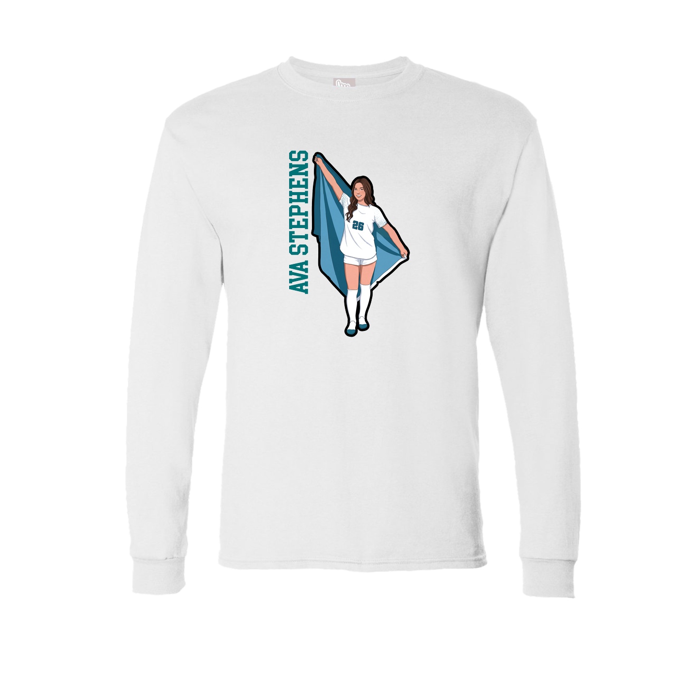 Long Sleeve Tee — Name Vertical in White