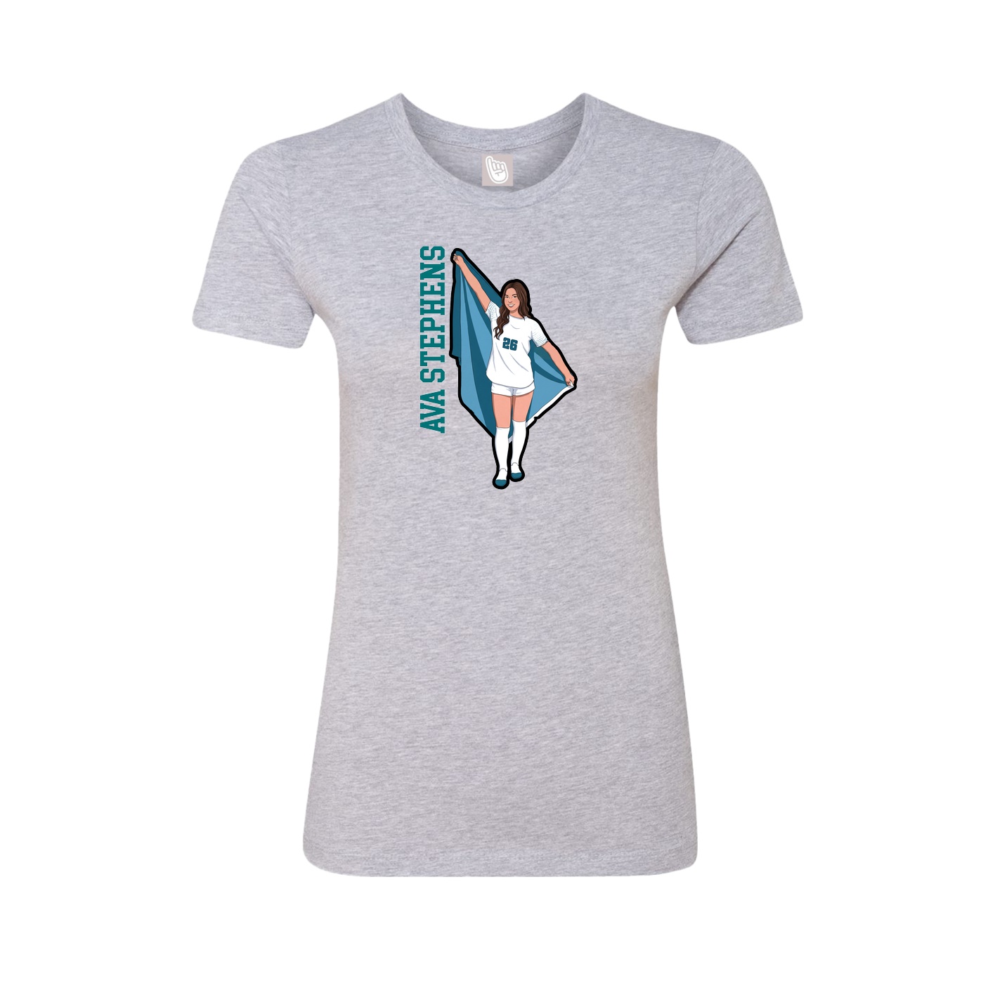 Fitted Women's Tee — Name Vertical in Grey